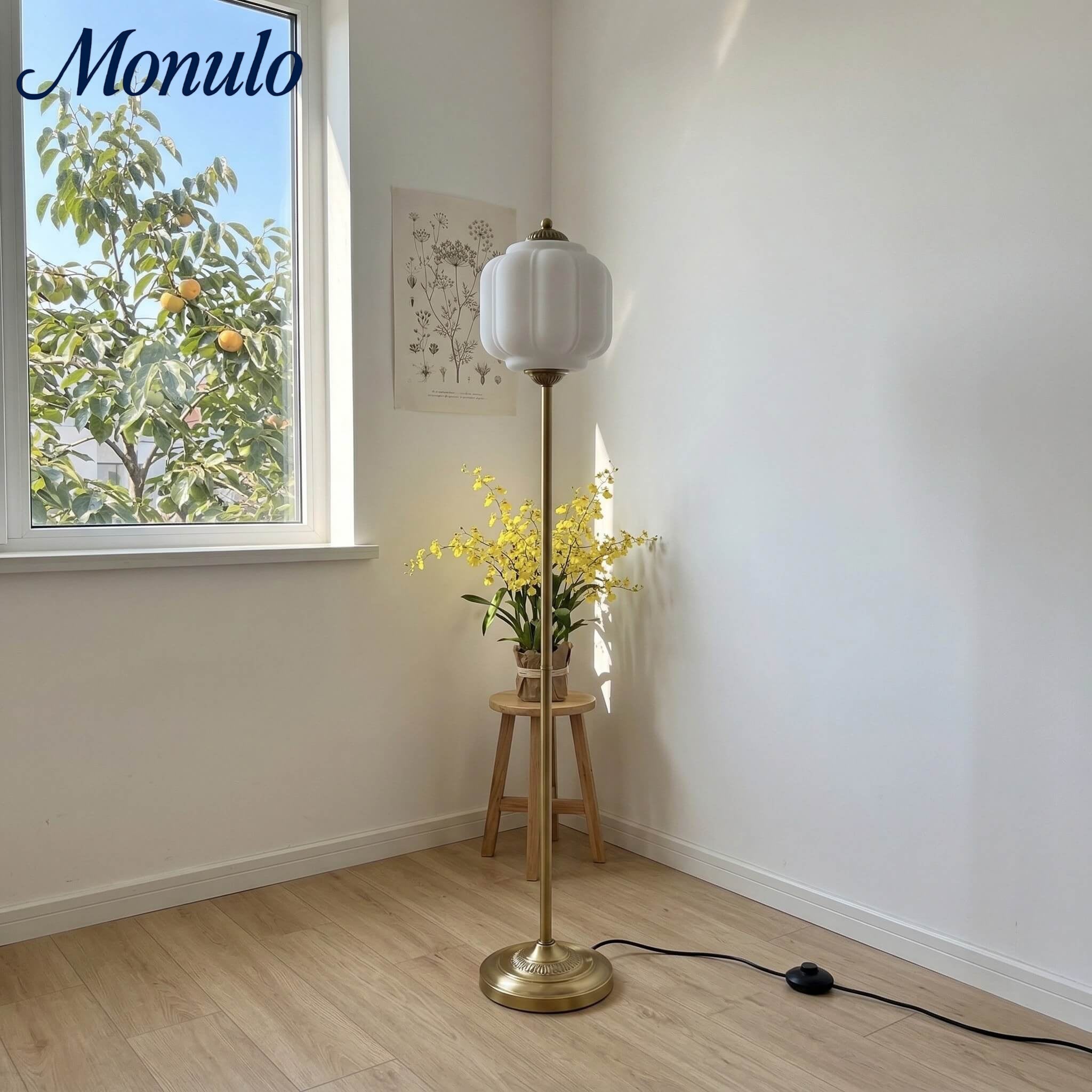Decorative Glass Pumpkin Floor Lamp Retro Organic Style Living Room Standing Lamp - Lamylie