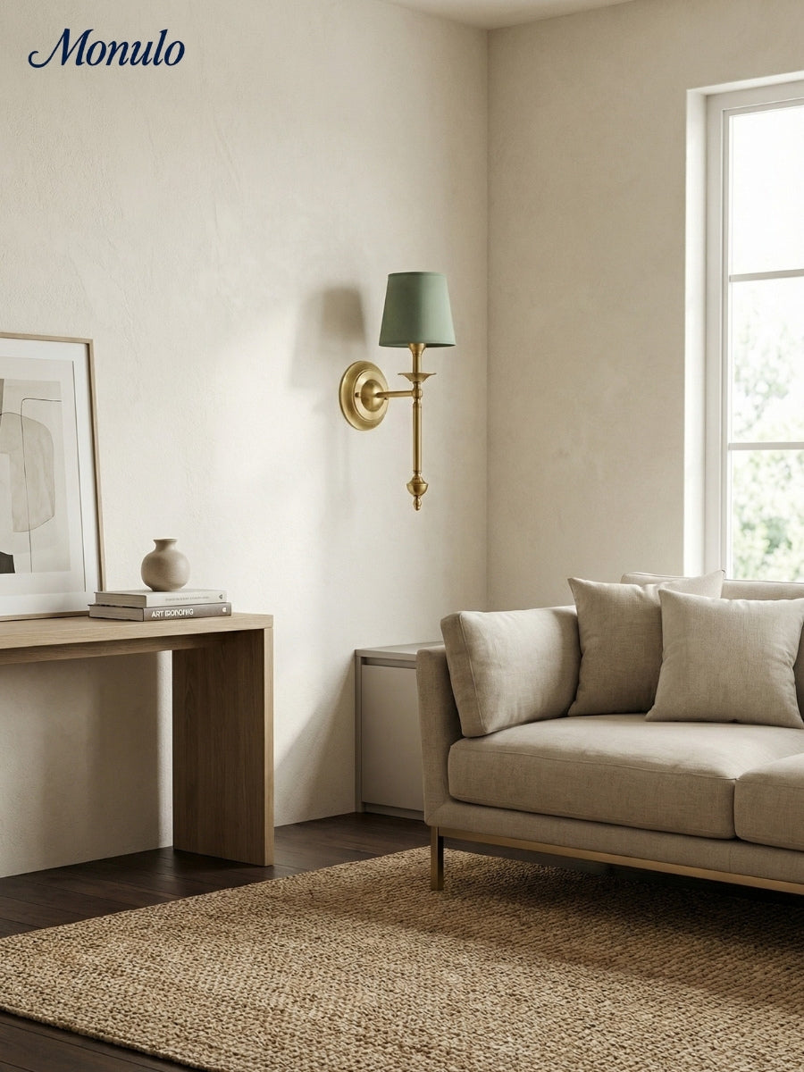 Stoffwandleuchte mit Vintage-Kupfer-Finish | Atmosphärische Beleuchtung für Flur, Schlafzimmer und Wohnzimmer - Lamylie