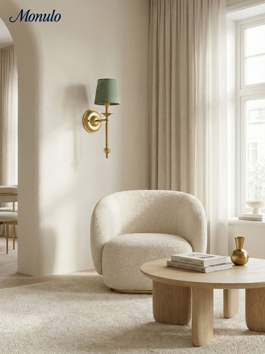 Stoffwandleuchte mit Vintage-Kupfer-Finish | Atmosphärische Beleuchtung für Flur, Schlafzimmer und Wohnzimmer - Lamylie