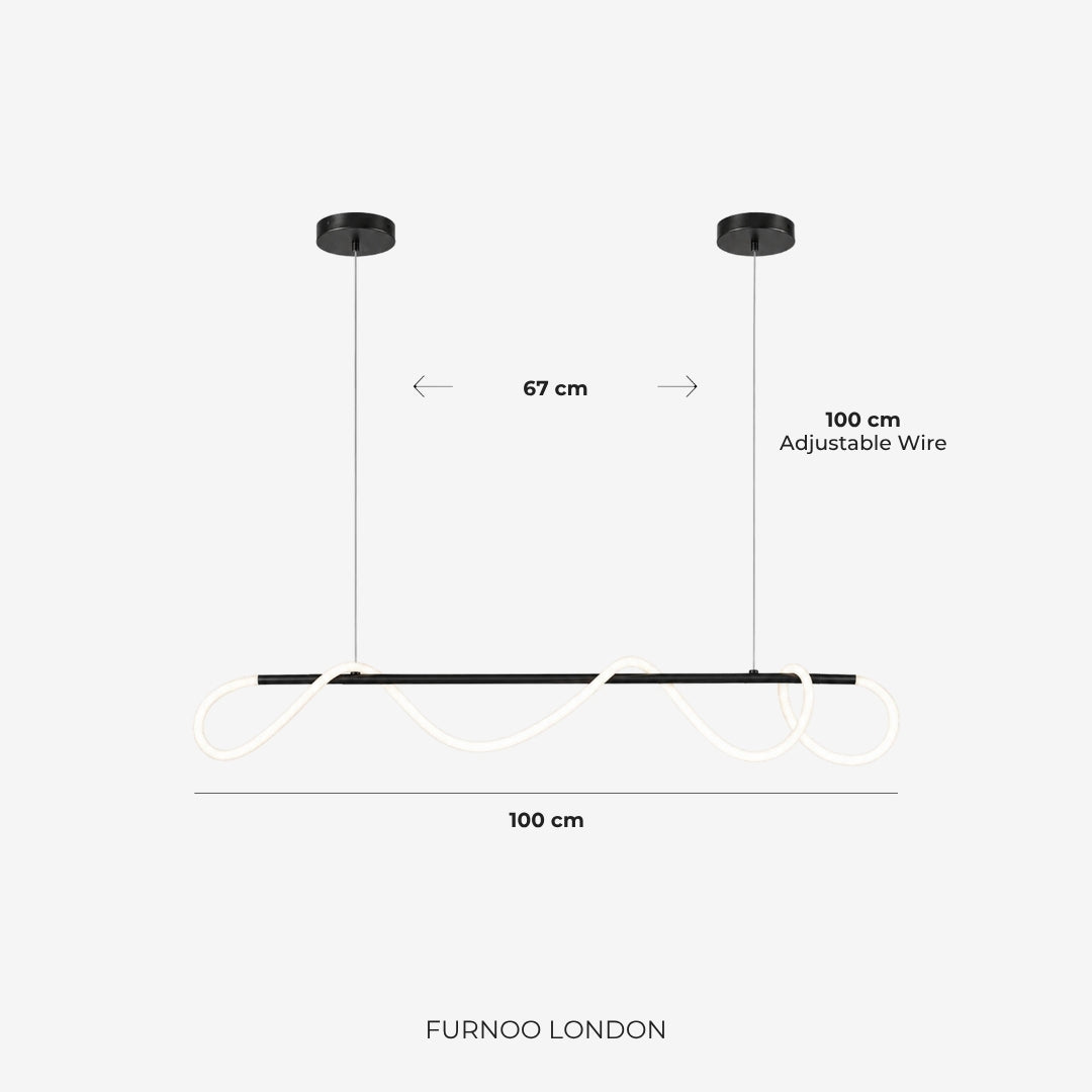 LED Design Pendant Lamp with Black Satin Metal Cord Structure 100 cm Dimmable Warm White Modern Interior Dining Room Kitchen Island - Lamylie