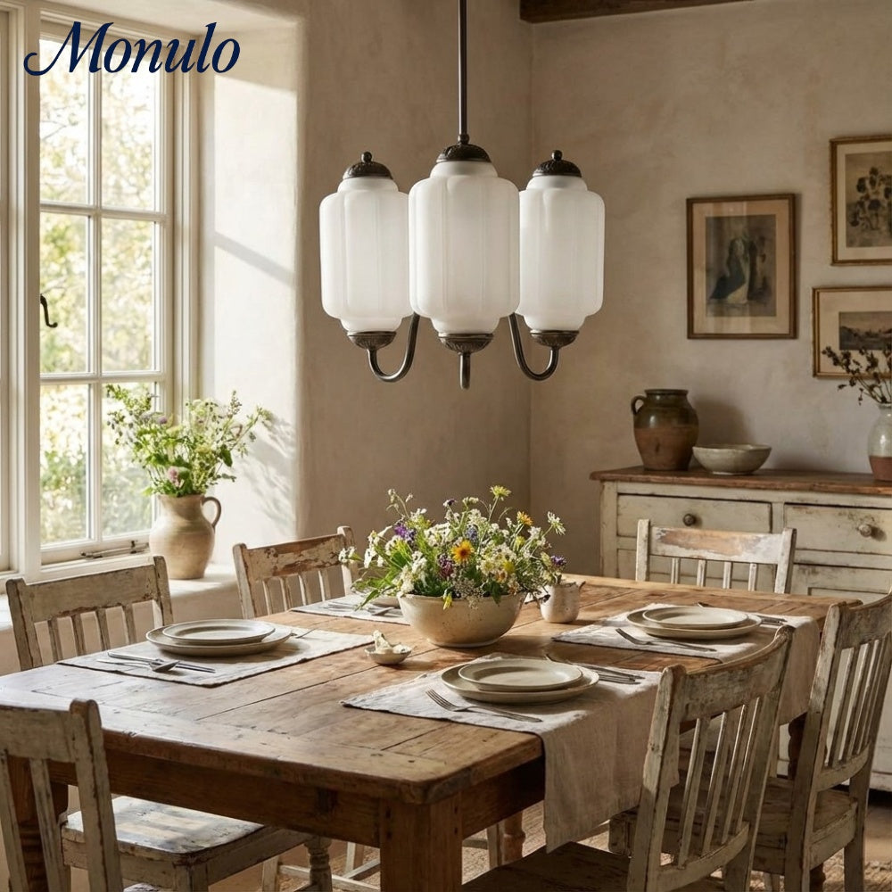 Vintage Milk Glass Pendant Lamp with Wavy Edge | Scandinavian Atmosphere Lighting for Kitchen and Bedroom - Lamylie