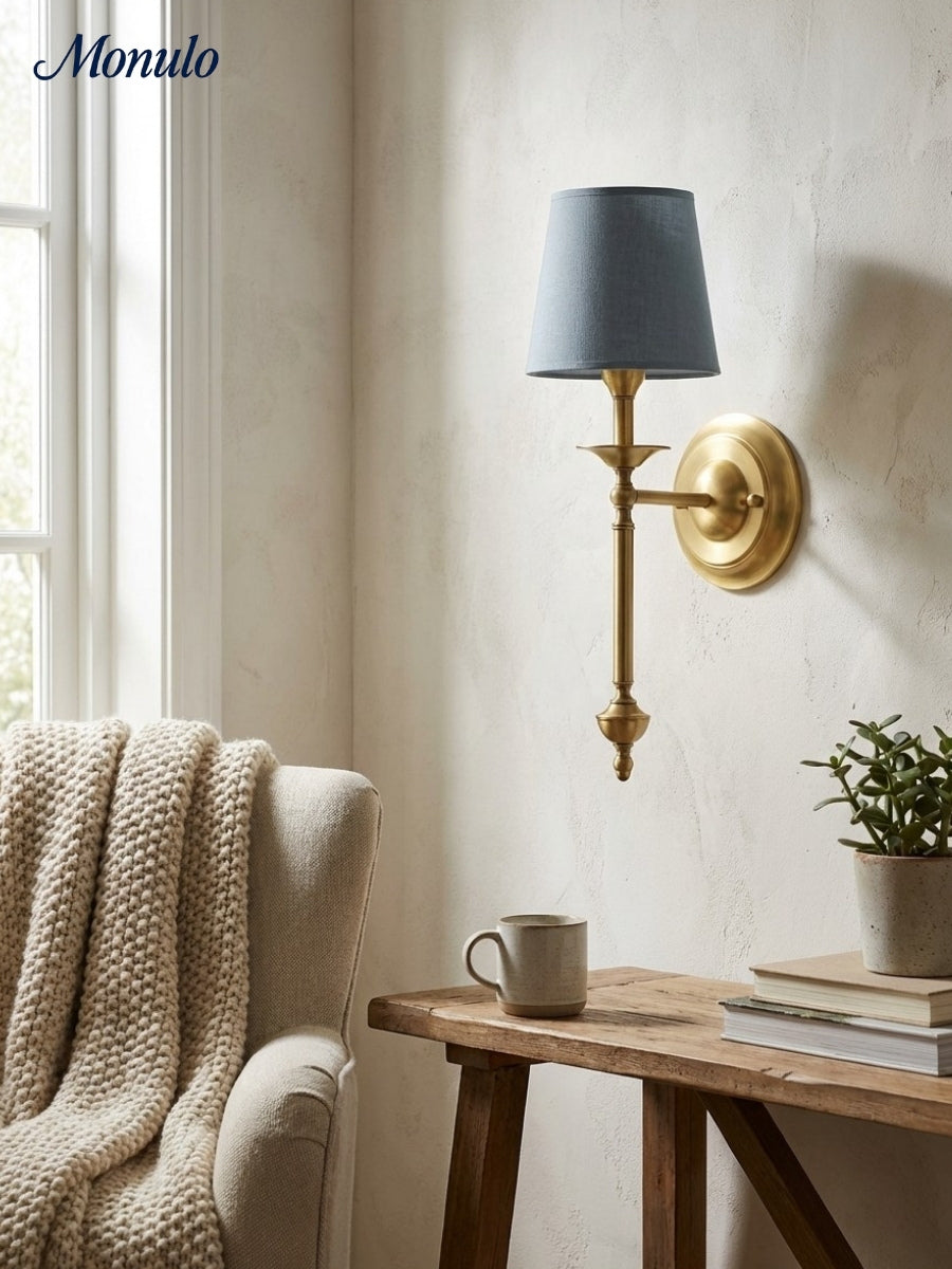 Stoffwandleuchte mit Vintage-Kupfer-Finish | Atmosphärische Beleuchtung für Flur, Schlafzimmer und Wohnzimmer - Lamylie