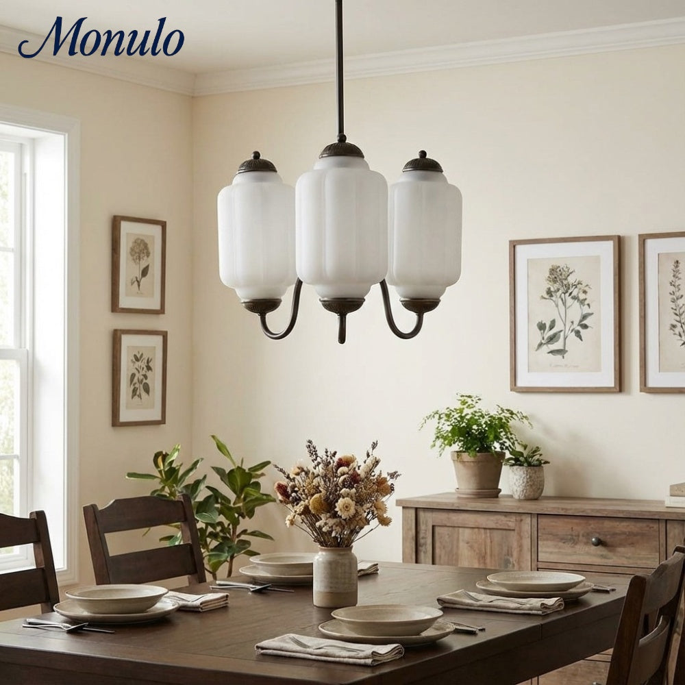 Vintage Milk Glass Pendant Lamp with Wavy Edge | Scandinavian Atmosphere Lighting for Kitchen and Bedroom - Lamylie
