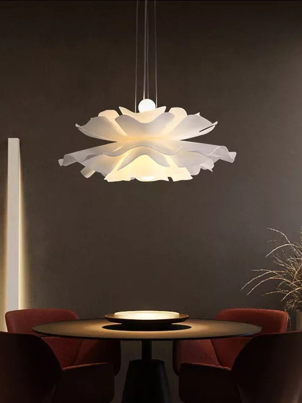 Handmade Acrylic Pendant Lamp Lotus Flower White Scandinavian Design - Lamylie