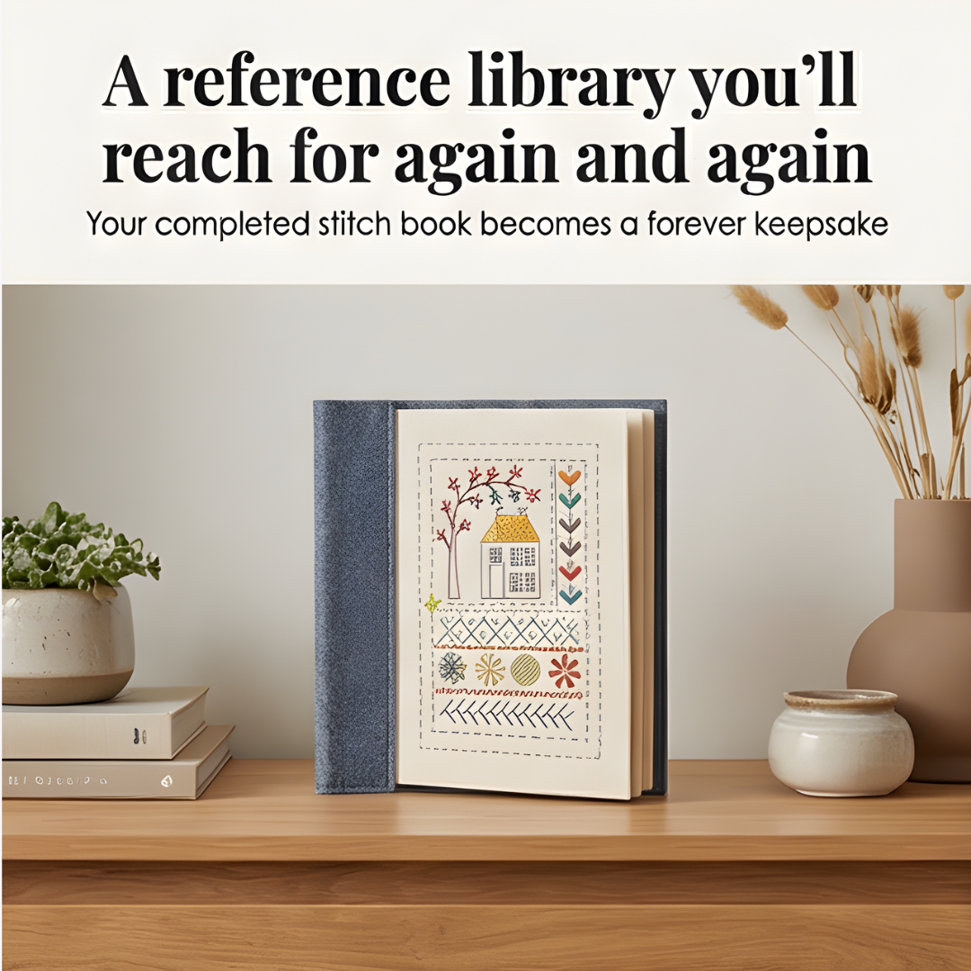 Vyšívání - Sada knih s 106 vzory stehů krok za krokem - Procvičování na lněných stránkách - StitchLibrary - Lamylie