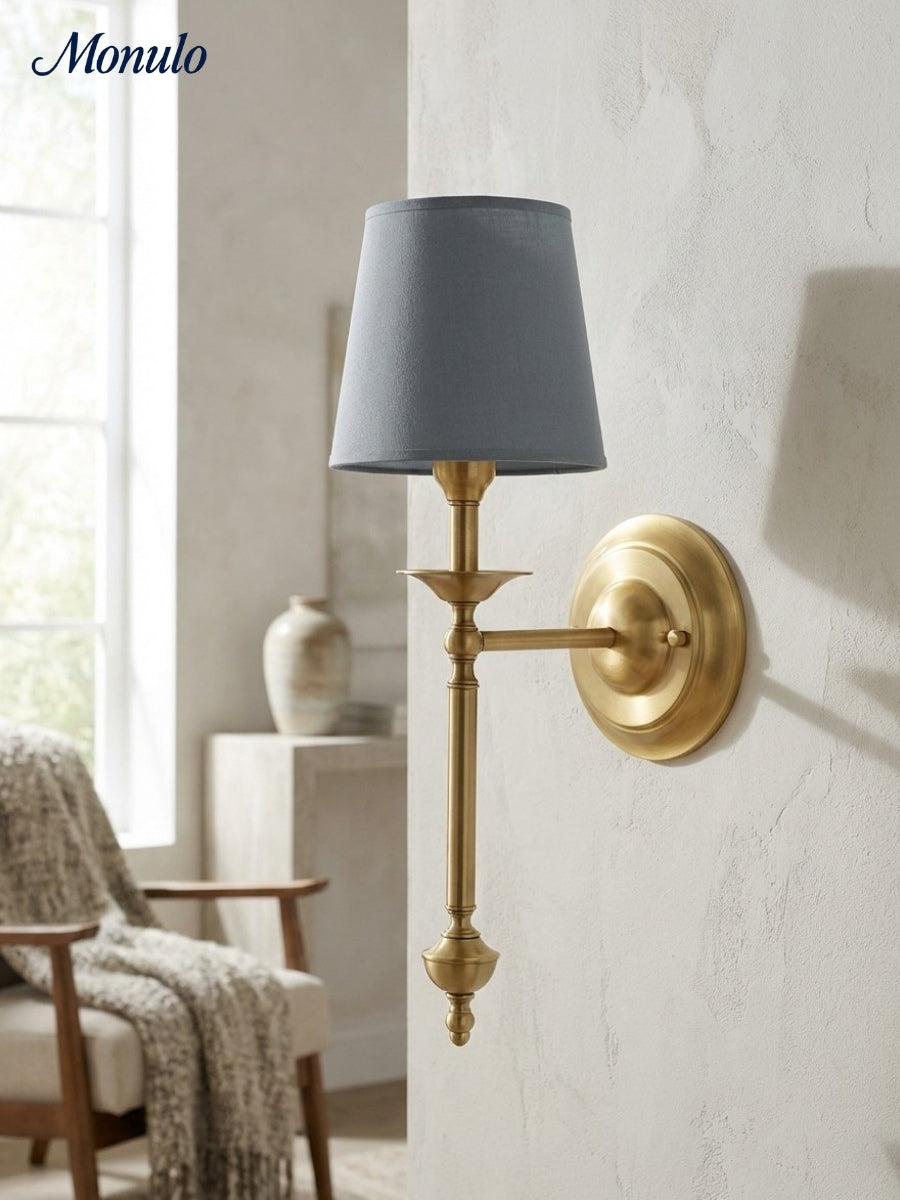Stoffwandleuchte mit Vintage-Kupfer-Finish | Atmosphärische Beleuchtung für Flur, Schlafzimmer und Wohnzimmer - Lamylie