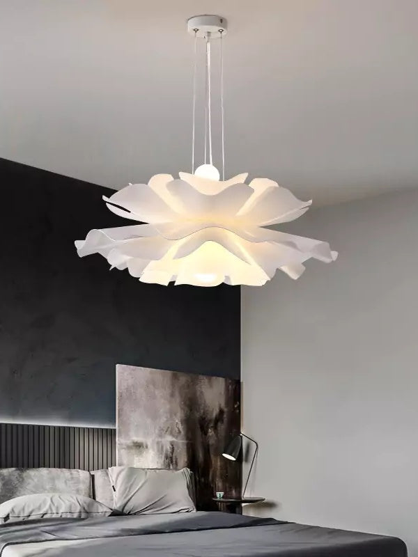 Handmade Acrylic Pendant Lamp Lotus Flower White Scandinavian Design - Lamylie