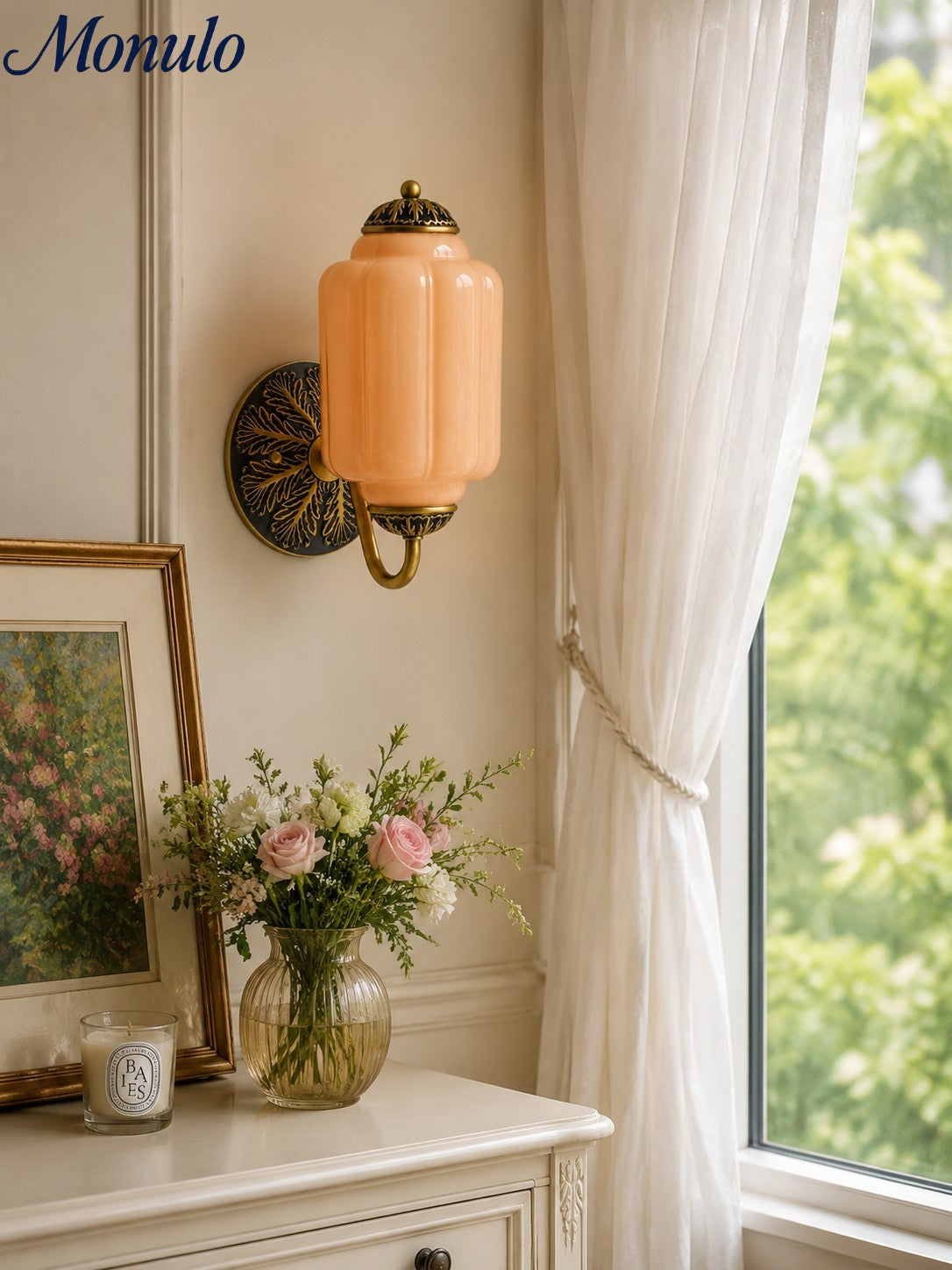 Milk Glass Wall Lamp Eloise for Hall and Bedroom | Vintage Wall Lighting with Milky White Glass - Lamylie