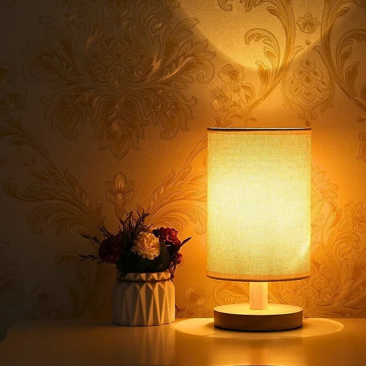 Organic Table Lamp Wood & Linen | Dimmable with Remote Control & Touch | 3 Light Colors - Lamylie