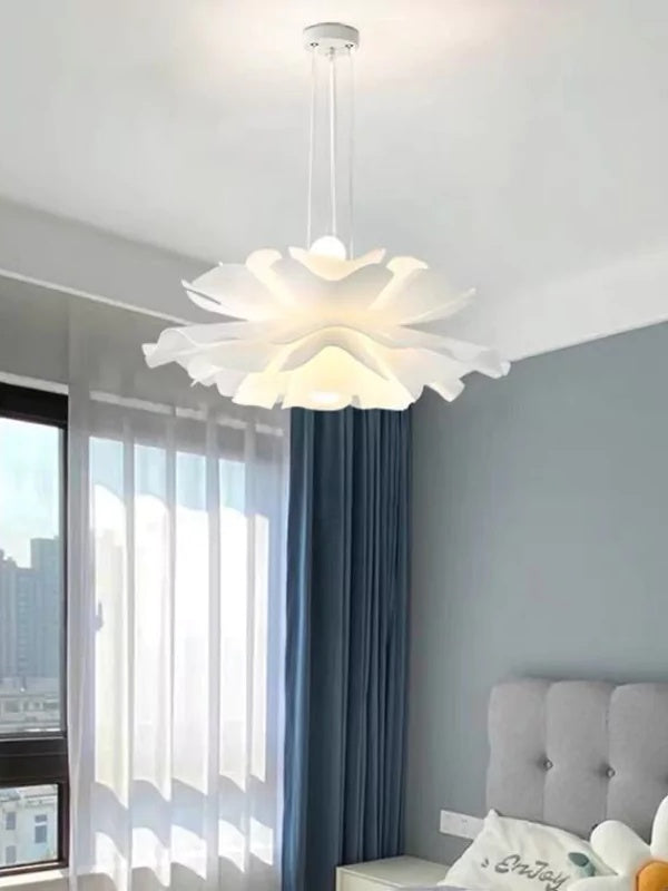Handmade Acrylic Pendant Lamp Lotus Flower White Scandinavian Design - Lamylie