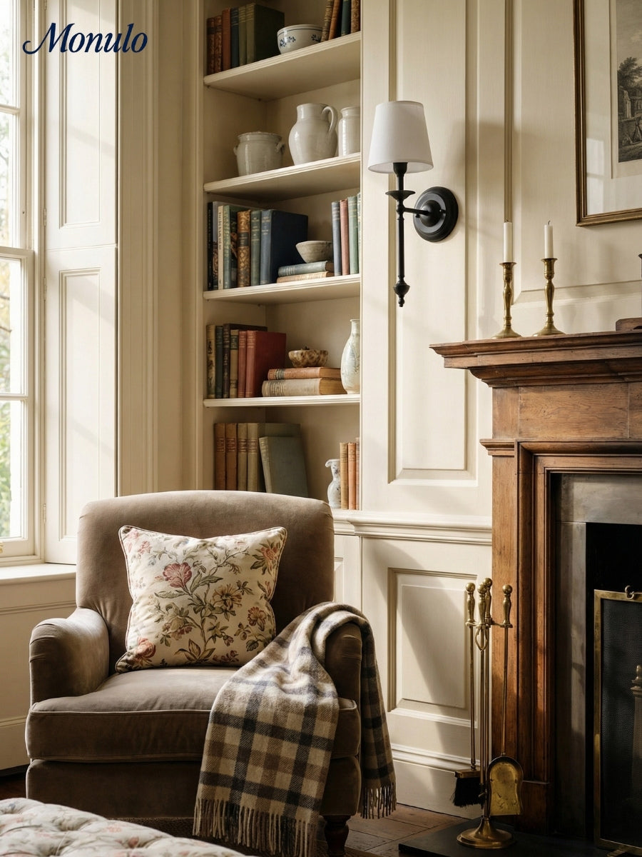 Stoffwandleuchte mit Vintage-Kupfer-Finish | Atmosphärische Beleuchtung für Flur, Schlafzimmer und Wohnzimmer - Lamylie