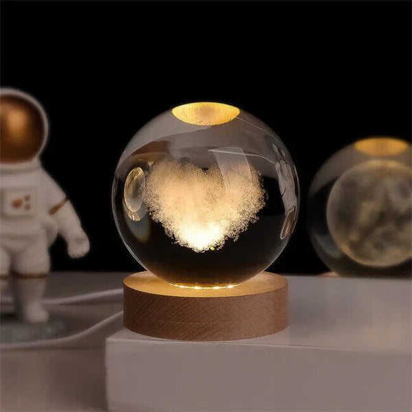 3D Carved Crystal Globe Lamp – Soft LED Night Light - Lamylie