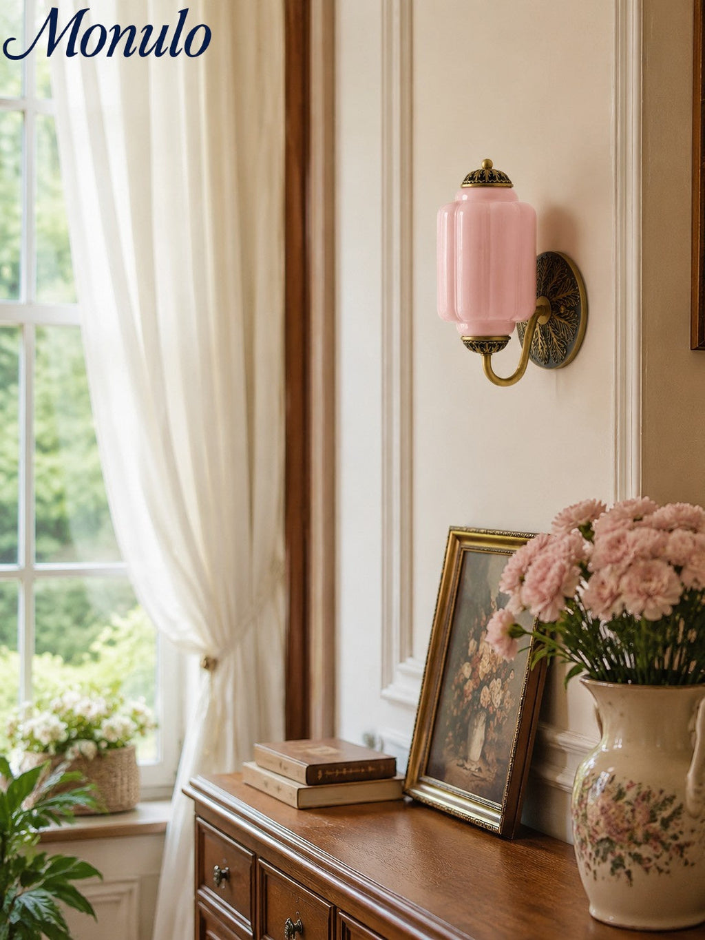 Milk Glass Wall Lamp Eloise for Hall and Bedroom | Vintage Wall Lighting with Milky White Glass - Lamylie