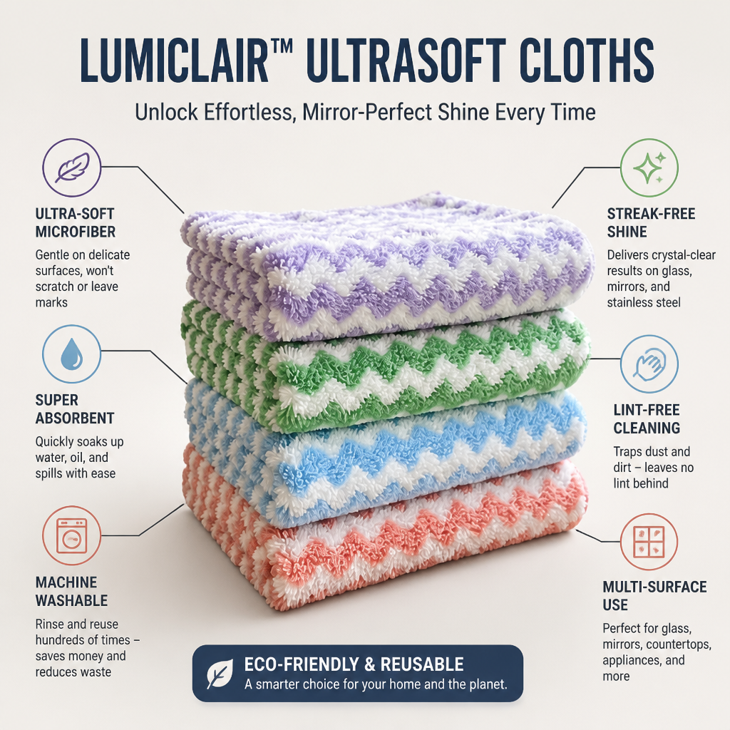 LumiClair Ultrasoft Cloths — Unlock Effortless, Mirror-Perfect Shine Every Time - Lamylie