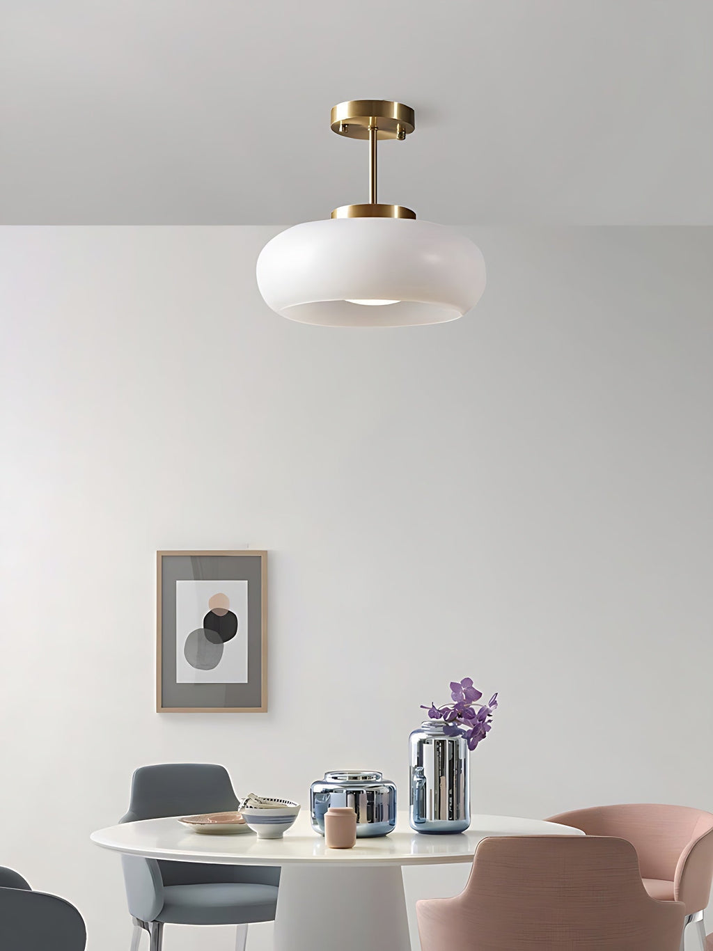 Ceiling Lamp Glass Disc Bauhaus Design Brass or Chrome Orange Yellow or White Glass Retro Stylish Lighting - Lamylie