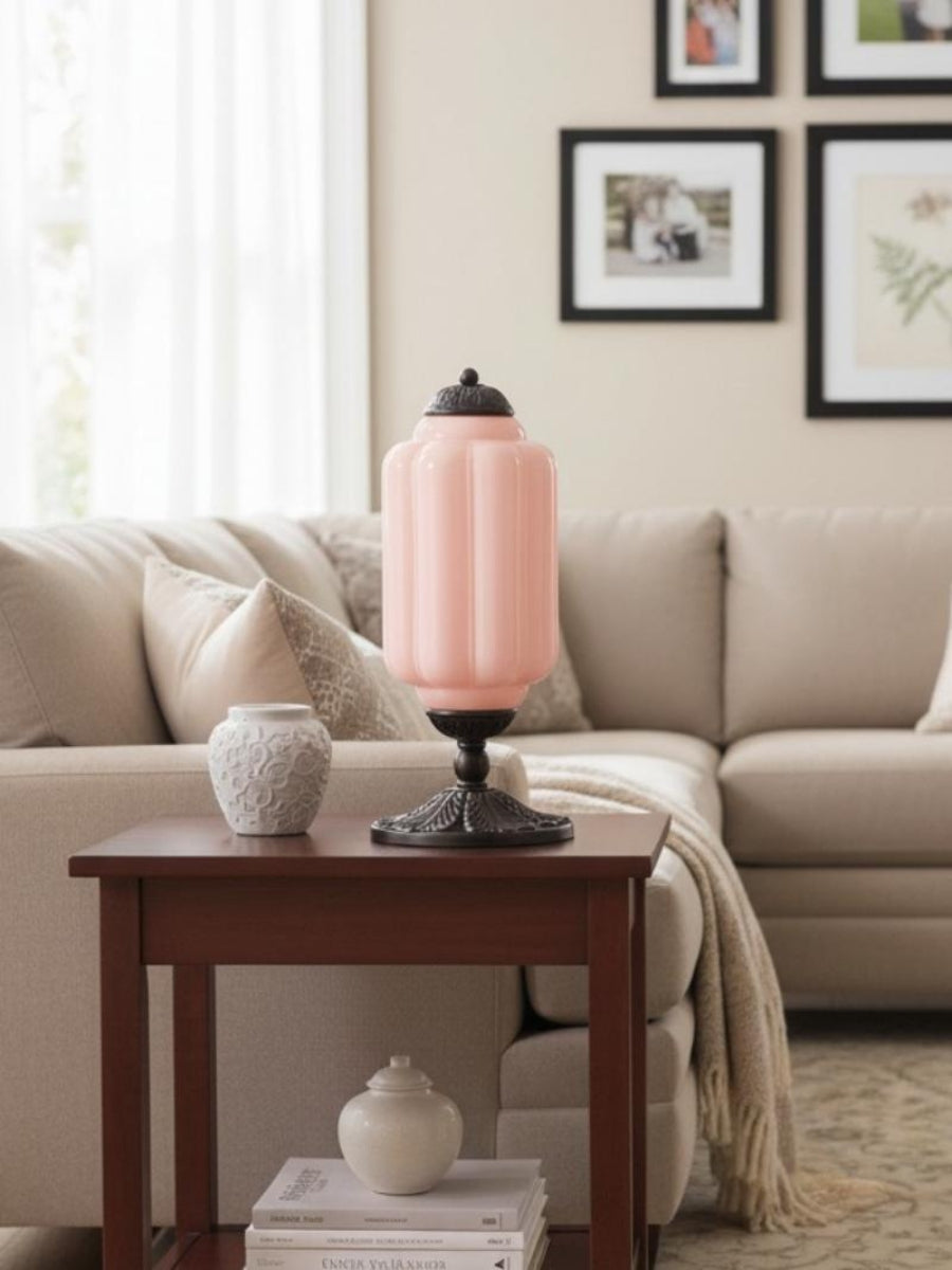 Vintage Glass Table Lamp with Brass or Black Finish - Lamylie