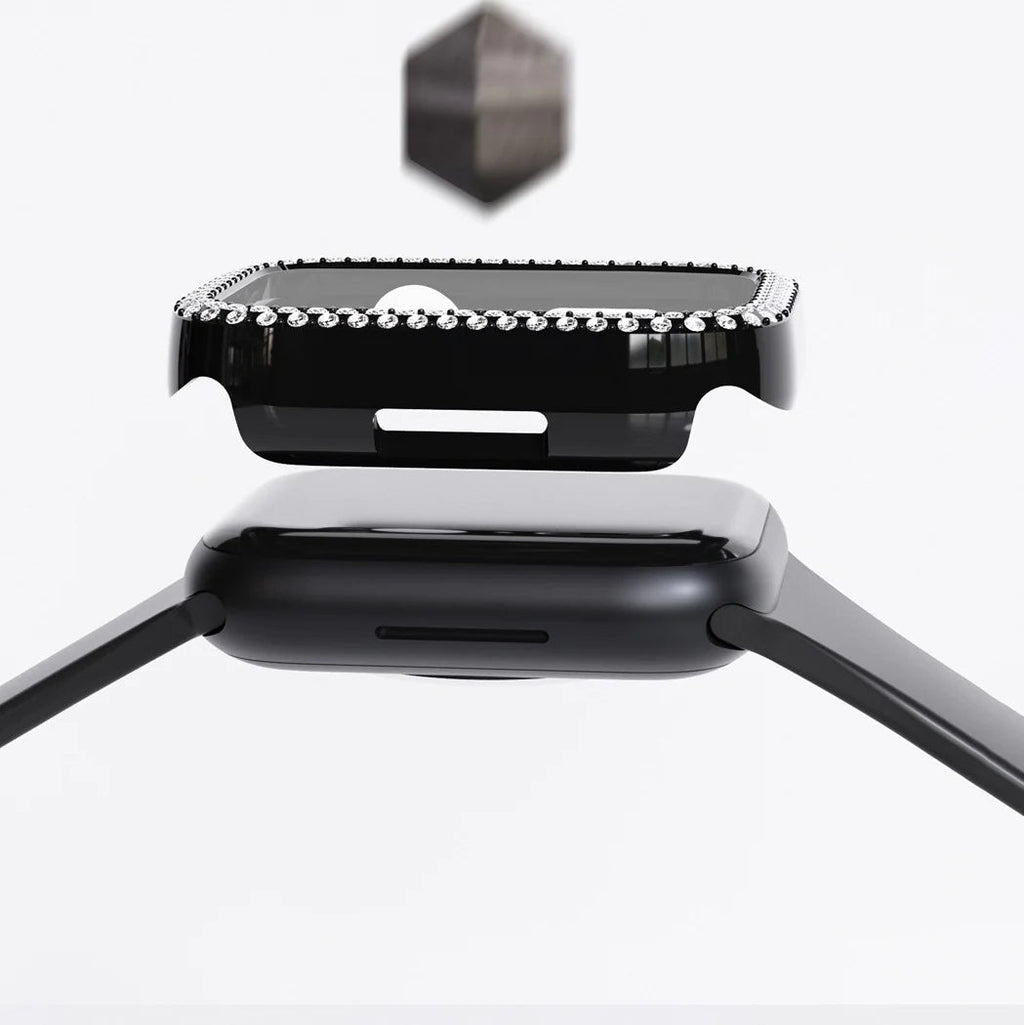 LumaGleam-etui til Apple Watch — herdet glassbeskyttelse med rhinsteinskant