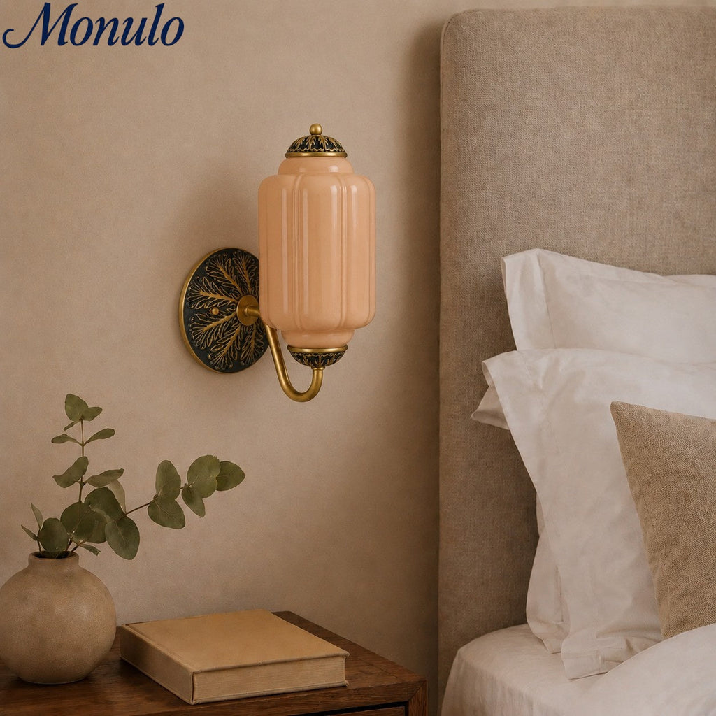 Milk Glass Wall Lamp Eloise for Hall and Bedroom | Vintage Wall Lighting with Milky White Glass - Lamylie