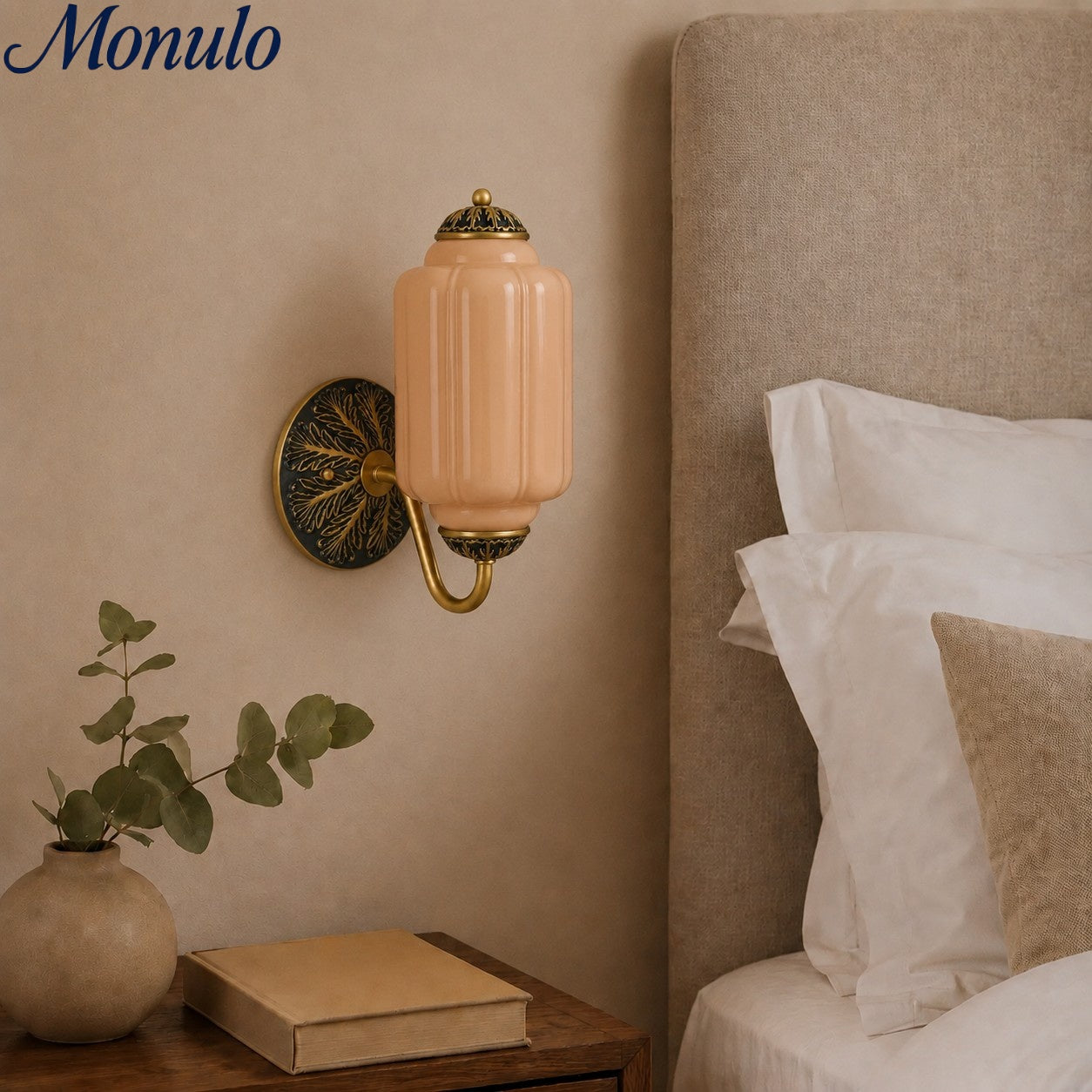 Milk Glass Wall Lamp Eloise for Hall and Bedroom | Vintage Wall Lighting with Milky White Glass - Lamylie