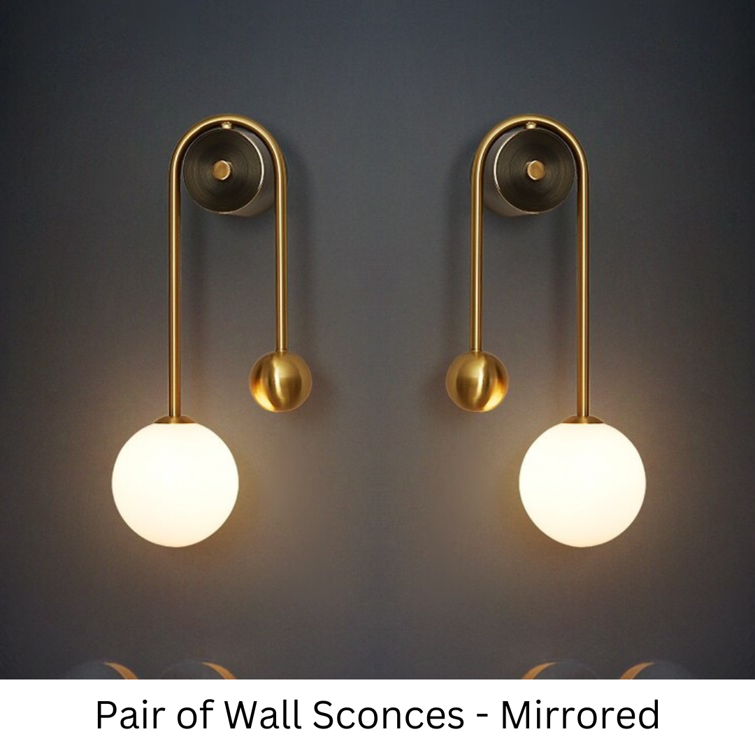 Gold-Colored Wall Lamp with White Glass Globe | Modern Scandinavian Design for Hallway & Corridor - Lamylie