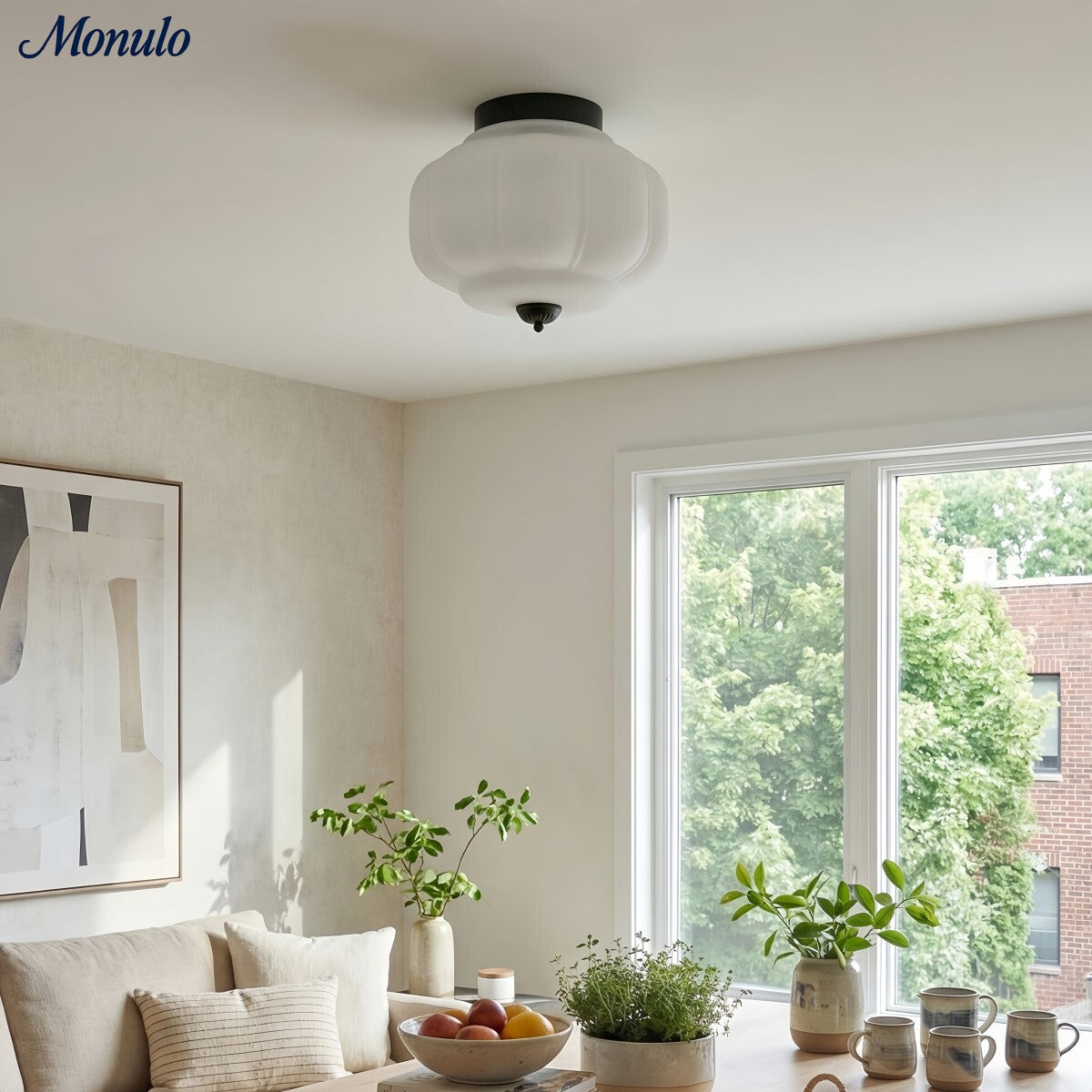 Ceiling Lamp Milk Glass Shade Modern Lighting Scandinavian Style Living Room Dining Room Bedroom Flush Mount - Lamylie