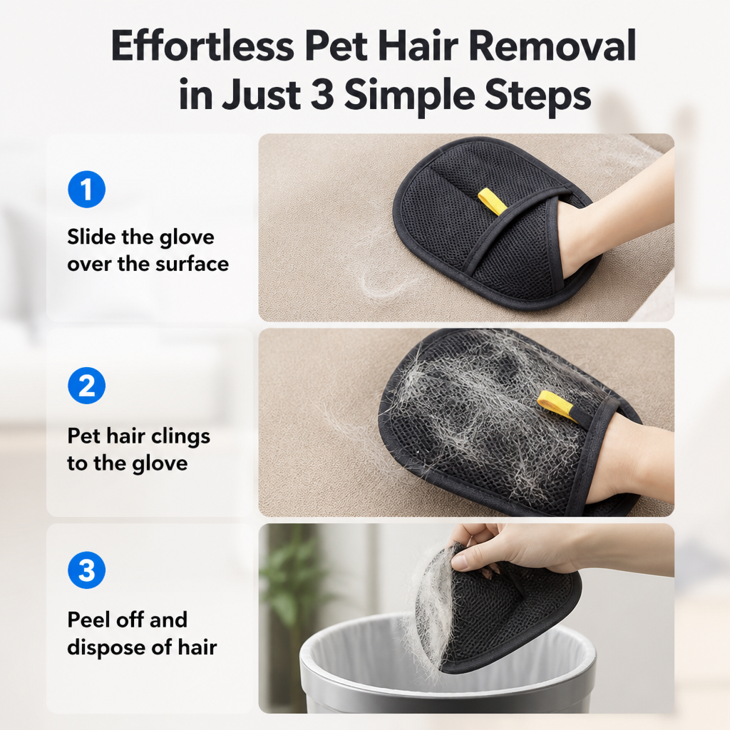 Luvas para pelos FurTamer — Controle fácil dos pelos do seu animal de estimação para uma casa tranquila e sem alergénios - Lamylie