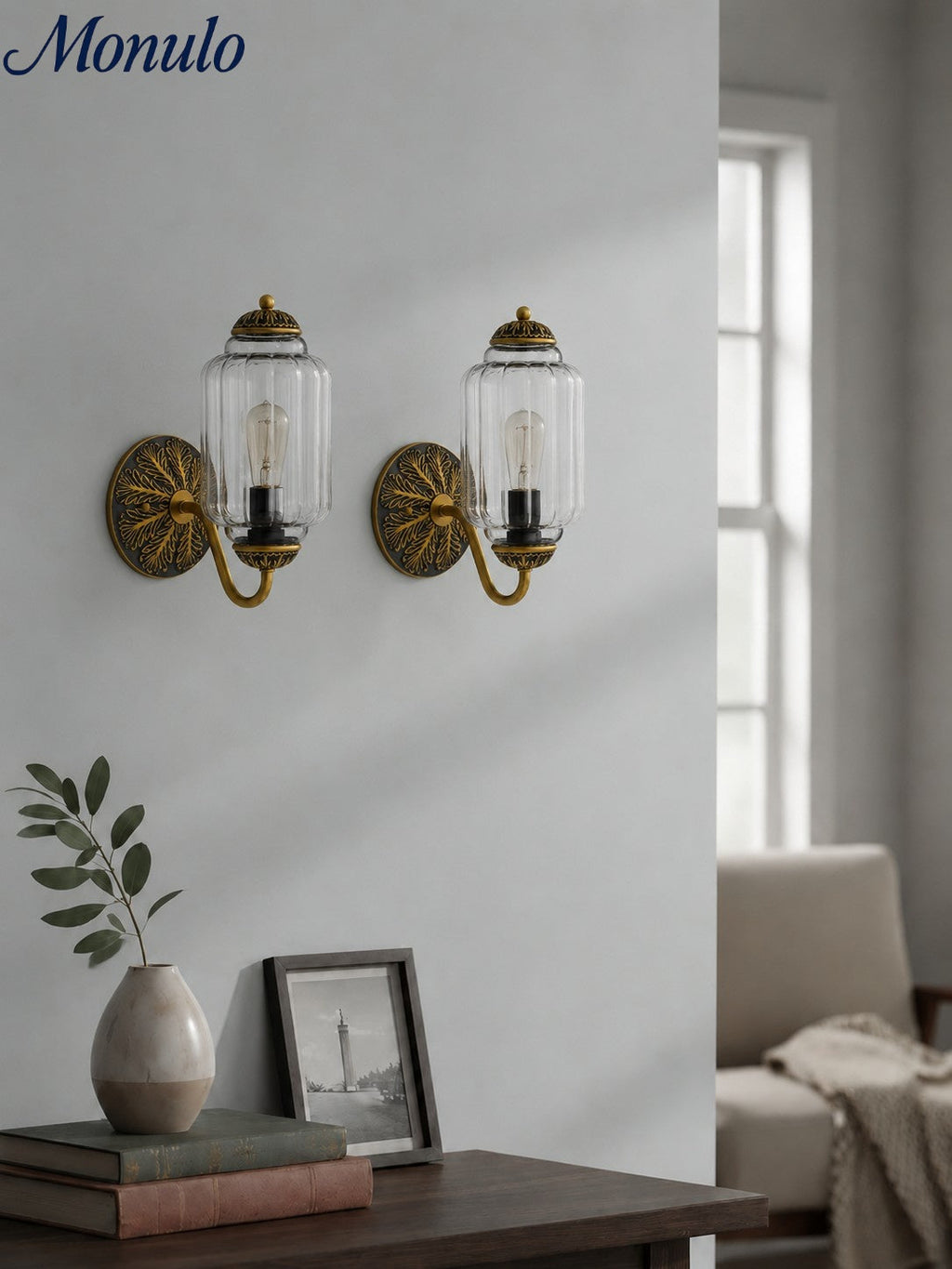 Milk Glass Wall Lamp Eloise for Hall and Bedroom | Vintage Wall Lighting with Milky White Glass - Lamylie