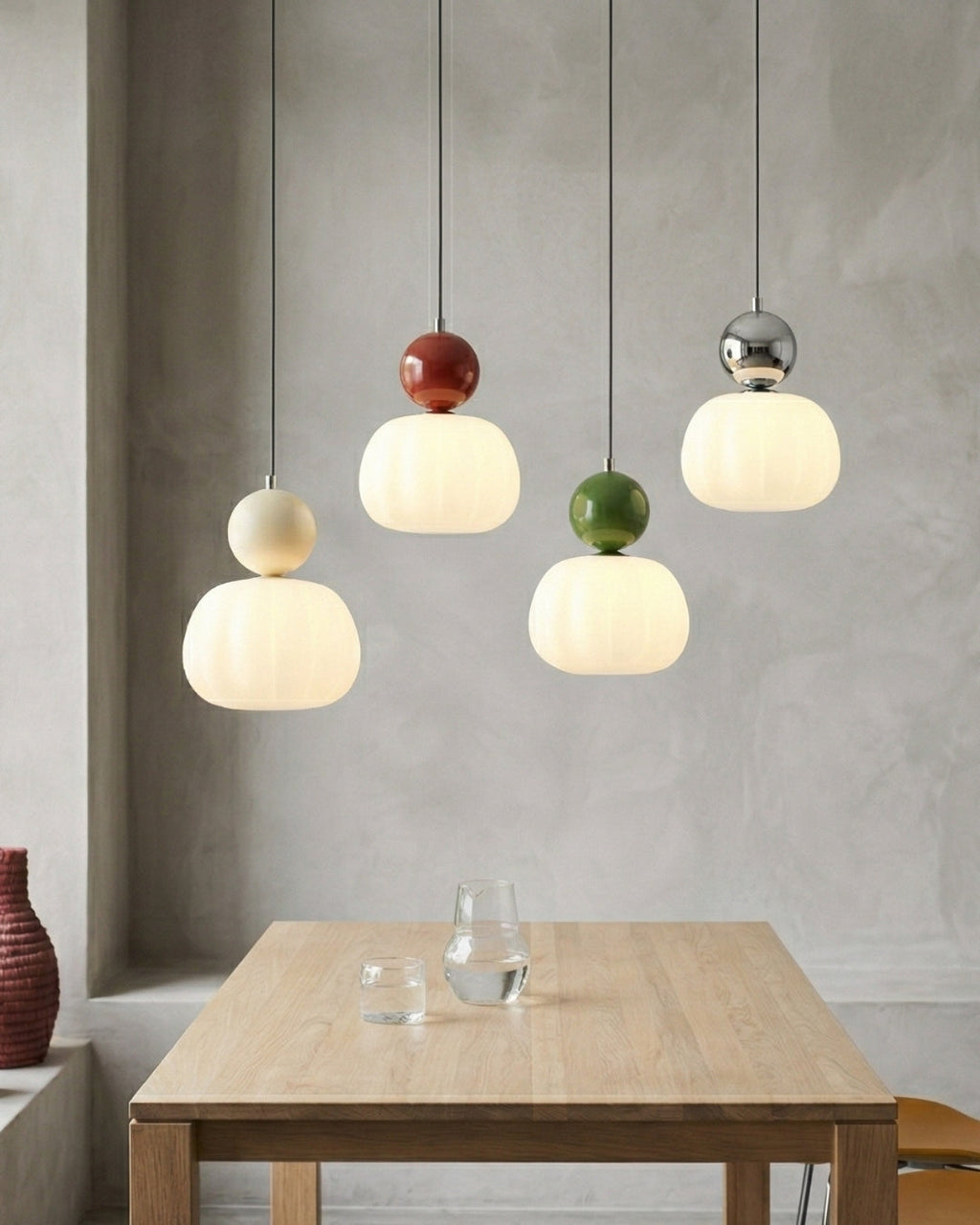 Geometric Pendant Lamp Bauhaus Design Metal Glass E27 | 1 or 3 Light Points Dimmable Ambient Lighting - Lamylie
