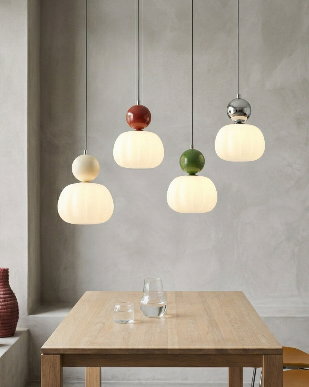 Geometric Pendant Lamp Bauhaus Design Metal Glass E27 | 1 or 3 Light Points Dimmable Ambient Lighting - Lamylie