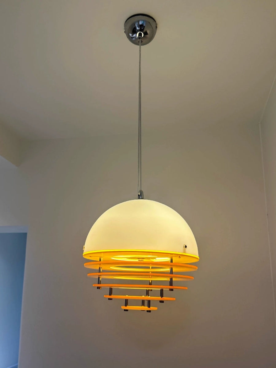 Stylish Pendant Lamp Bauhaus Design Orange-White Ambient Lighting for Modern Interiors - Lamylie