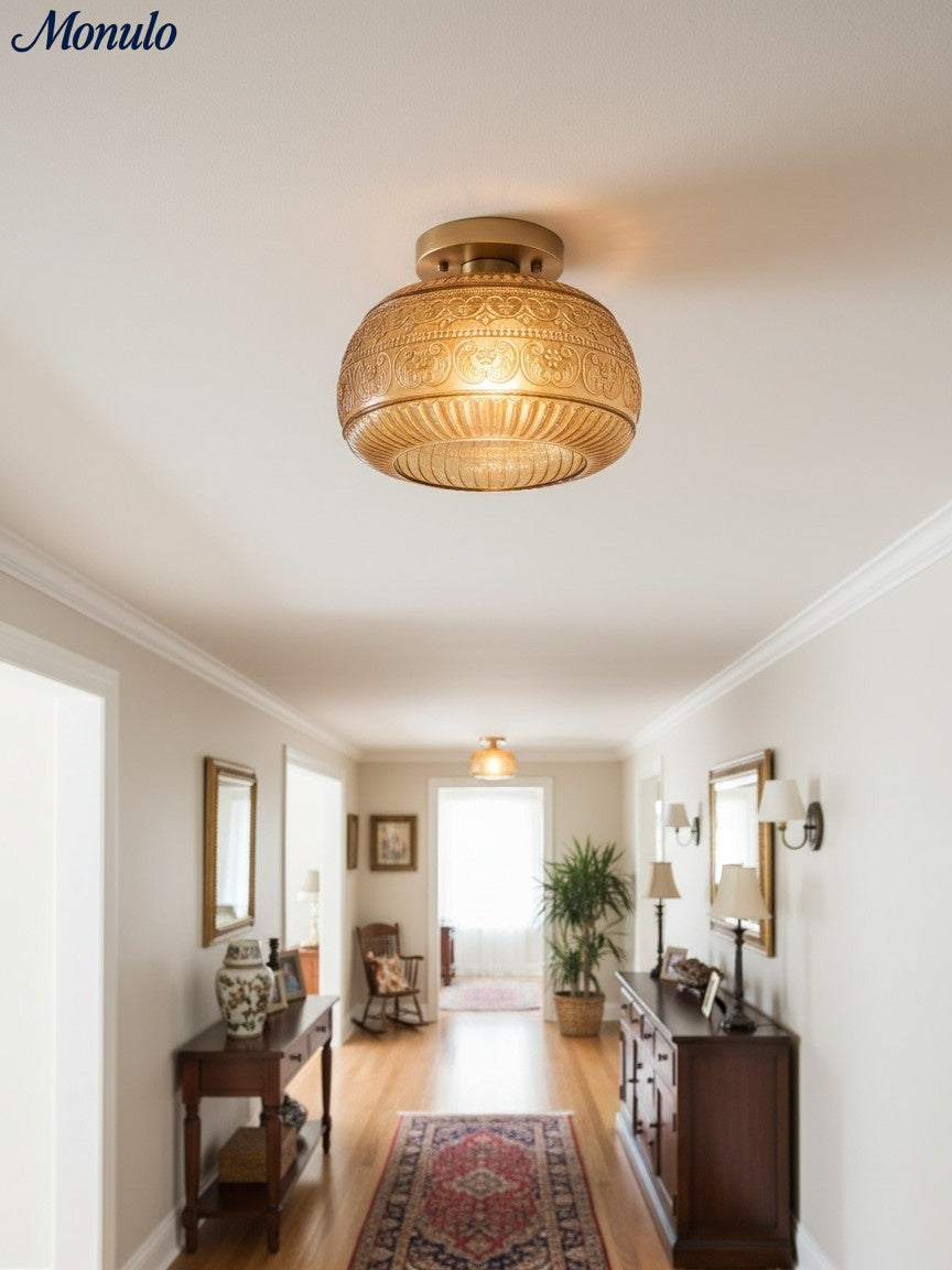 Glas-Globus-Deckenlampe Strukturiertes Glas Halb eingebaute Beleuchtung für jeden Raum - Lamylie