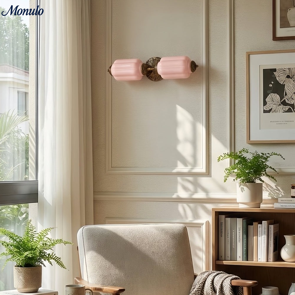 Vintage Glass Wall Lamp Horizontal Model Eloise Light Source for Living Room and Hallway - Lamylie