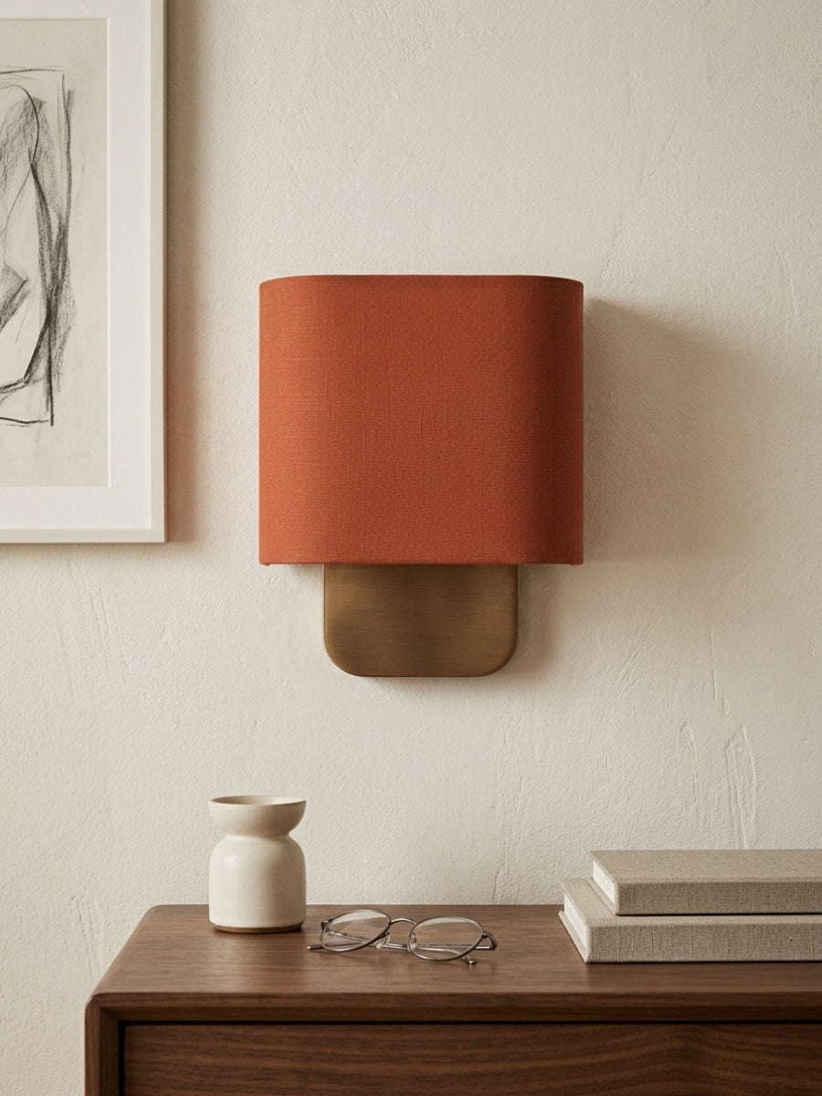 Fabric Wall Lamp with Metal Fitting for Reading Light Bedroom - Lamylie