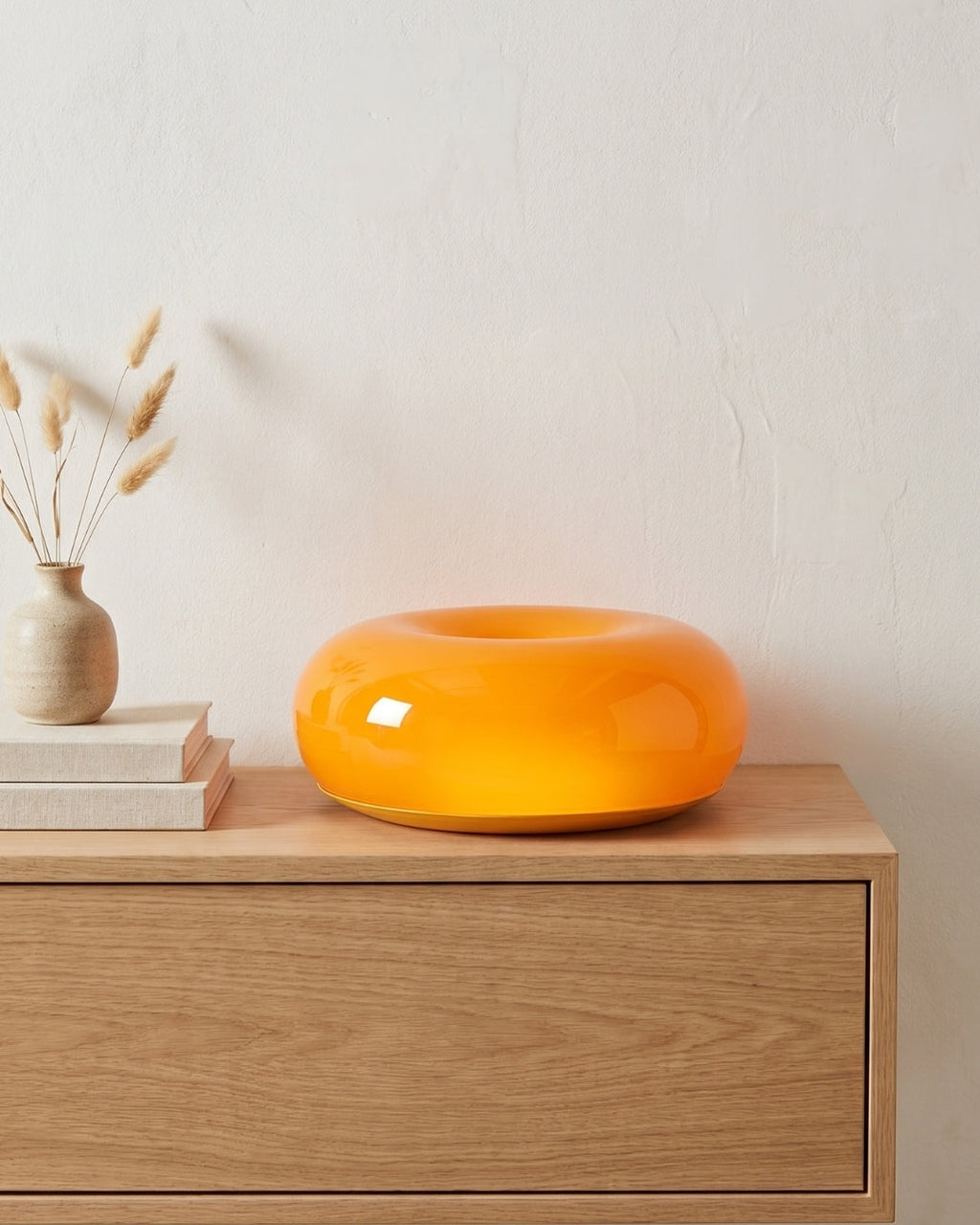 NARA Skulpturale Donut-Lampe mit 3 Farbtemperaturen | Dimmbar Glas-Tischlampe Bauhaus-Design Touch-Steuerung Wandmontierbar Ambientebeleuchtung - Lamylie