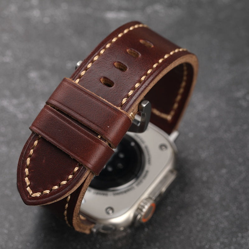 Apple Watch bőrszíj — antik vörösesbarna szín, minden modellhez kompatibilis