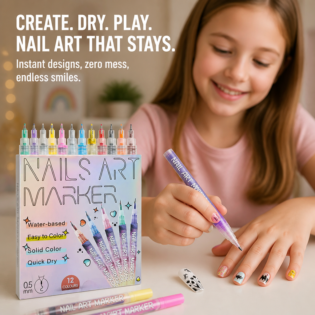 Set de stilouri pentru nail art ColorSplash — Aprinde creativitatea copilului tău cu distracție instantanee, fără murdărie - Lamylie