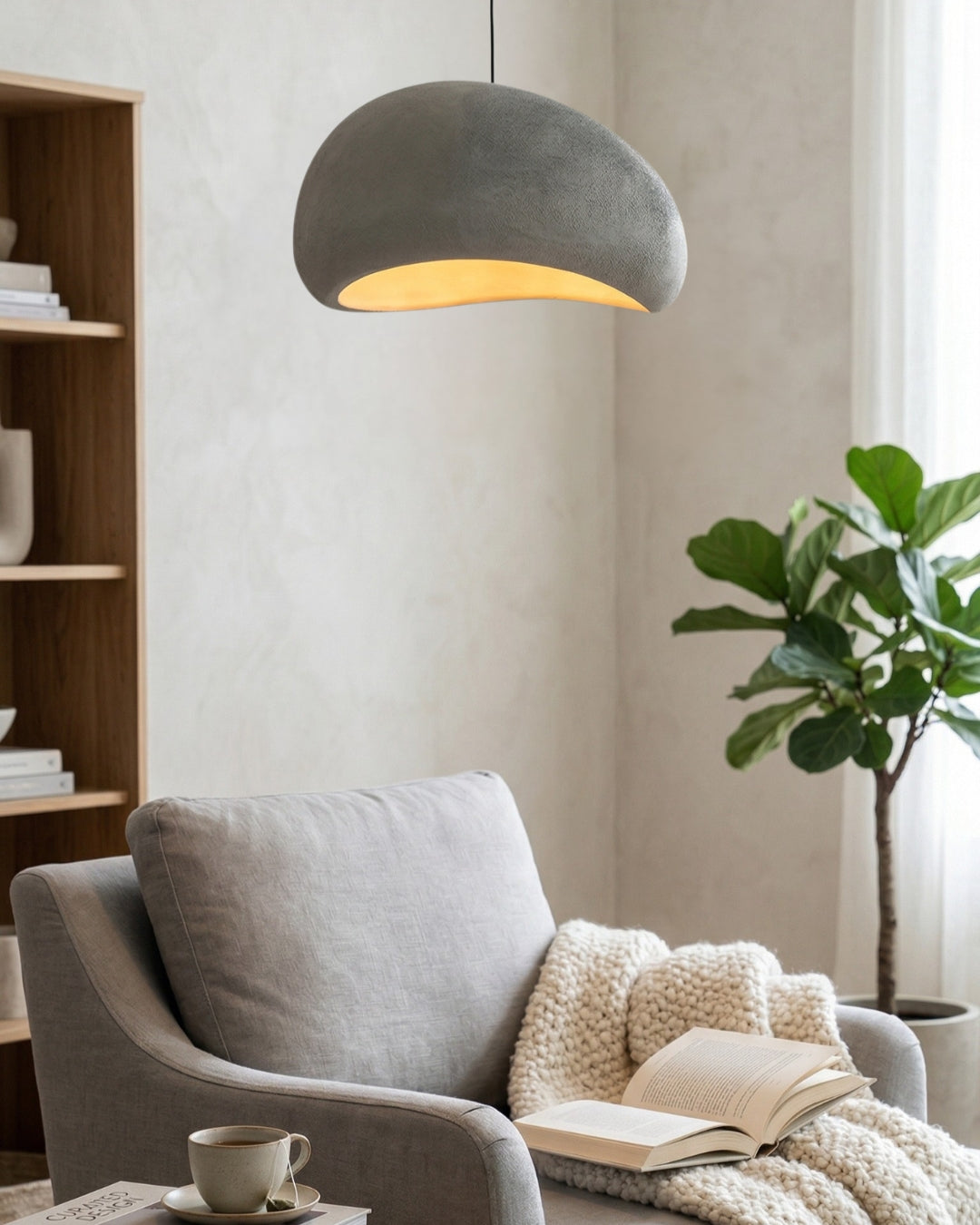 Wabi Sabi Polymer Pendant Lamp | Organic Texture Scandinavian Light Design for Living Room Dining Room - Lamylie
