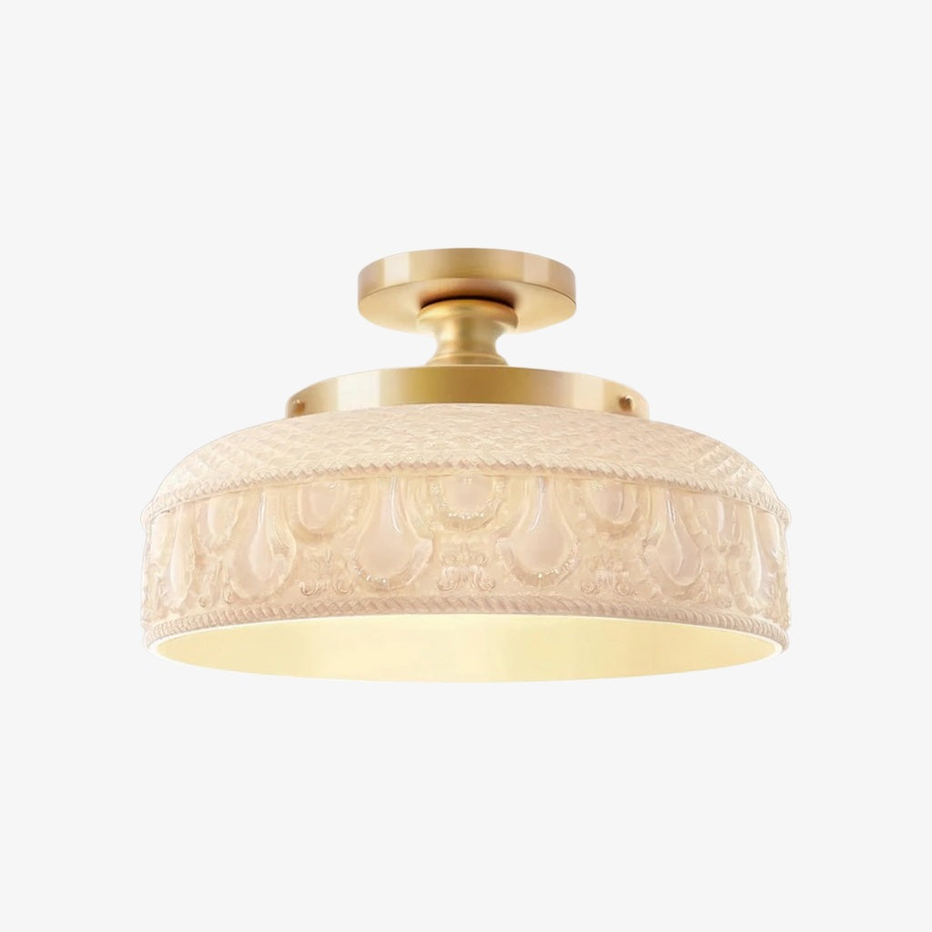 Ribbed Glass Ceiling Lamp with Metal Fixture | Minimalist Lighting for Bedroom and Hallway - Lamylie