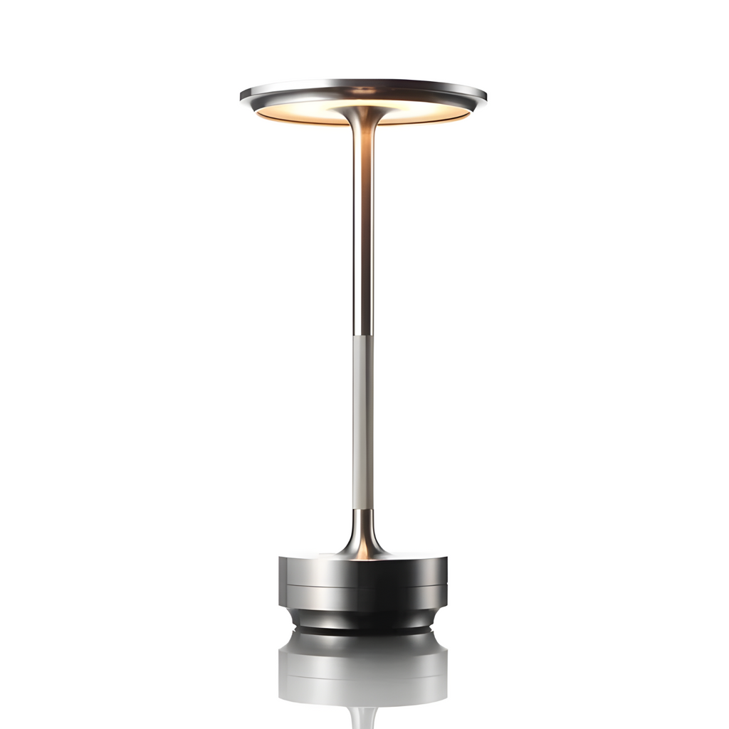 Rechargeable LED Table Lamp with Dim Function Cylinder Shape Metal Wireless Ambient Lamp - Lamylie