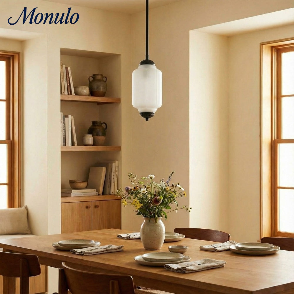 Vintage Milk Glass Pendant Lamp with Wavy Edge | Scandinavian Atmosphere Lighting for Kitchen and Bedroom - Lamylie