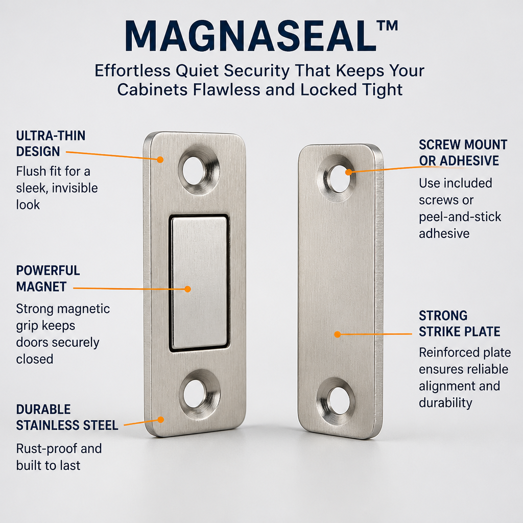 MagnaSeal — Une sécurité silencieuse et sans effort qui garde vos armoires impeccables et parfaitement verrouillées - Lamylie