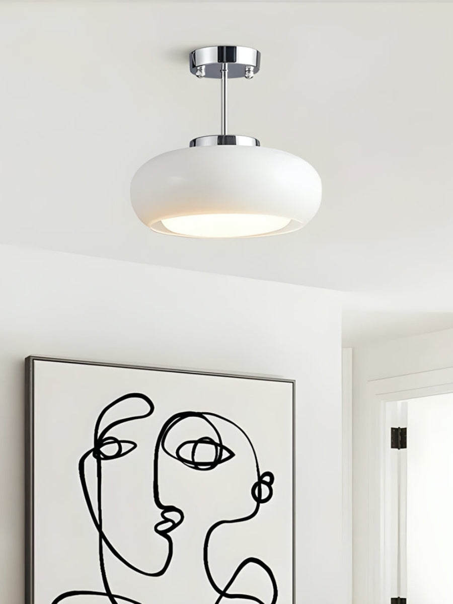 Ceiling Lamp Glass Disc Bauhaus Design Brass or Chrome Orange Yellow or White Glass Retro Stylish Lighting - Lamylie