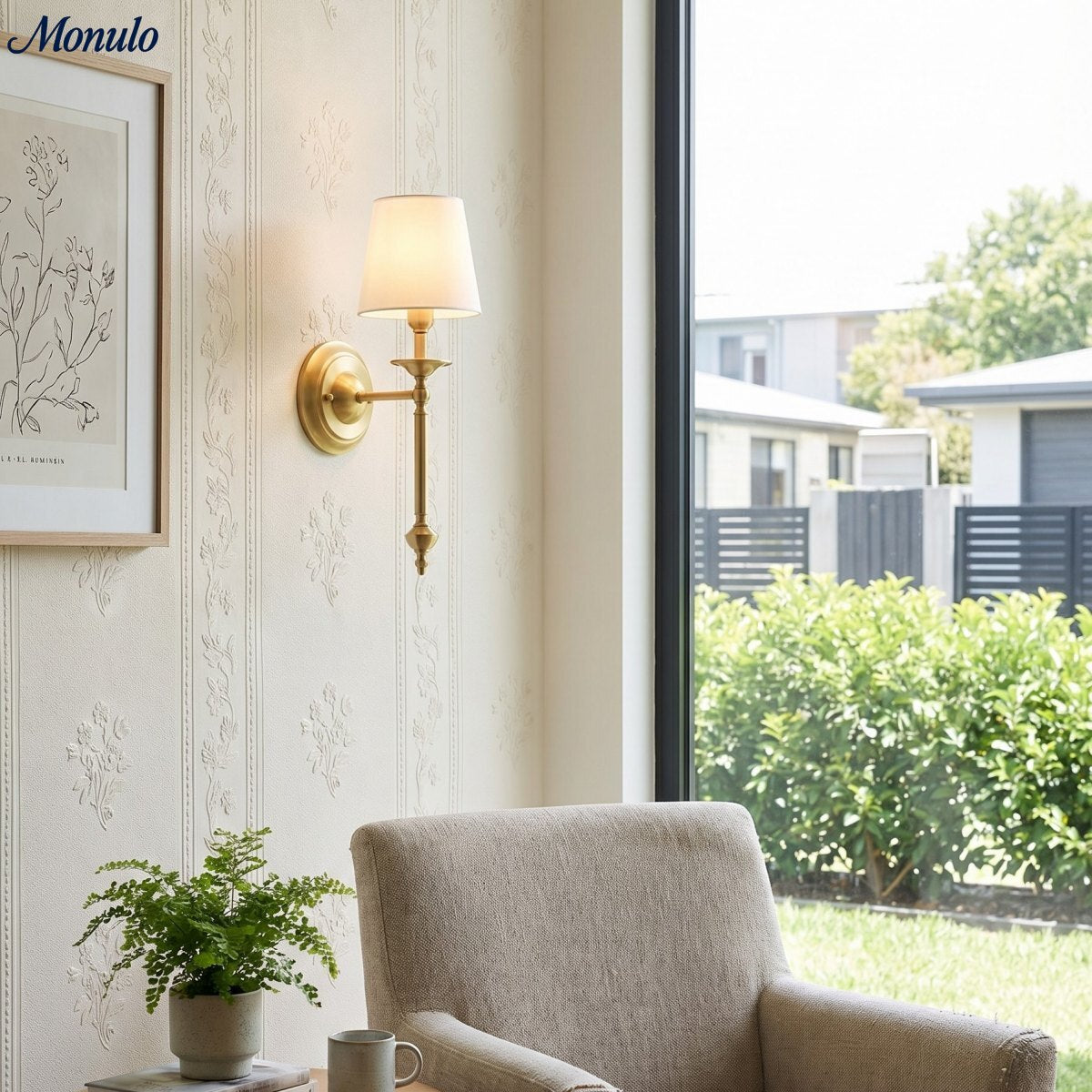 Stoffwandleuchte mit Vintage-Kupfer-Finish | Atmosphärische Beleuchtung für Flur, Schlafzimmer und Wohnzimmer - Lamylie