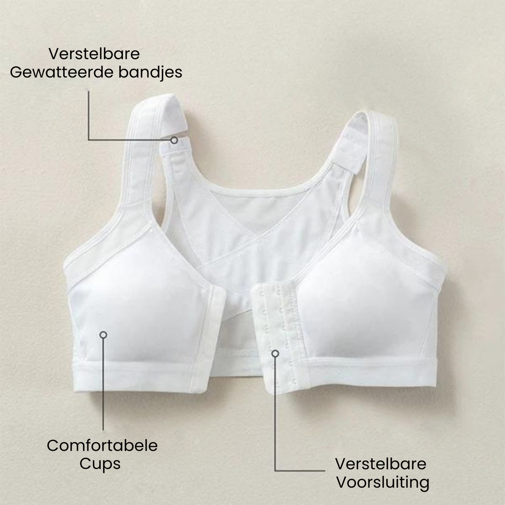 Komfort-bh som korrigerar hållningen, med framknäppning, svart beige vit – Lamylie