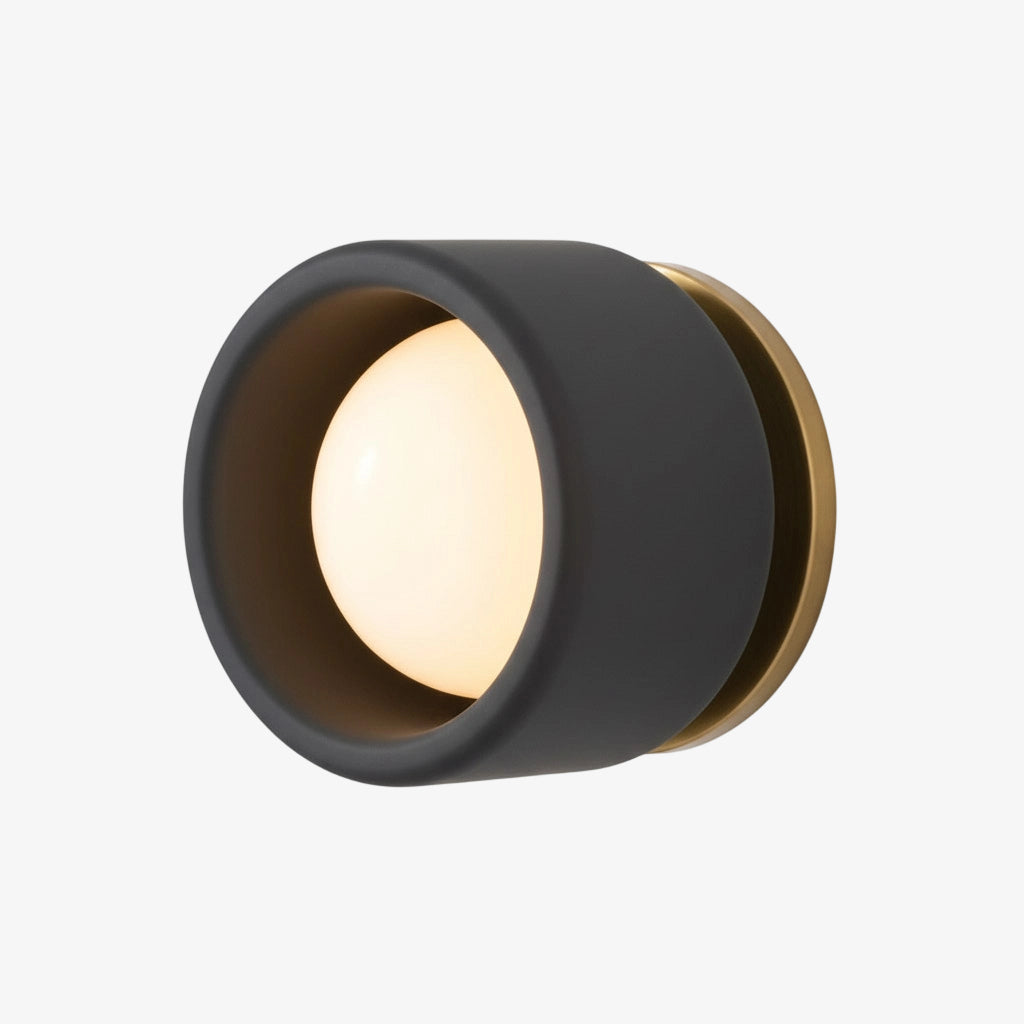 Ceramic Round Wall Lamp White Minimalist Flush Mount Lighting for Hall and Corridor - Lamylie