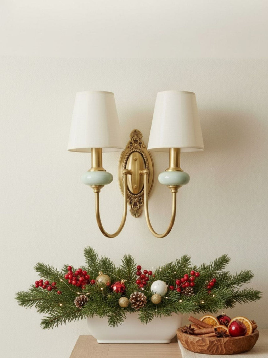 Ceramic Wall Lamp with Fabric Shade - 1 or 2 Light Points - E27 - Various Colors & Styles - Lamylie