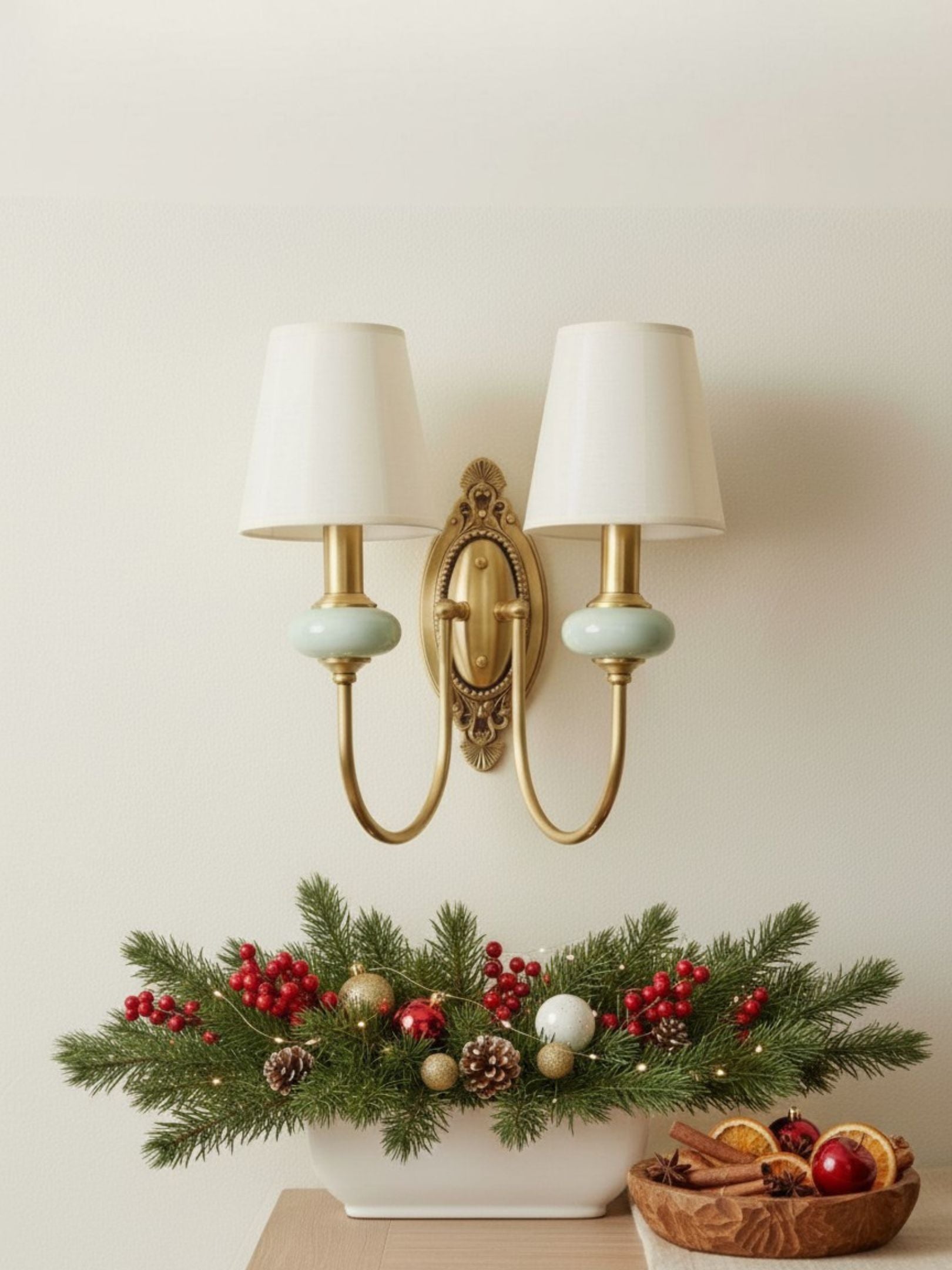 Ceramic Wall Lamp with Fabric Shade - 1 or 2 Light Points - E27 - Various Colors & Styles - Lamylie
