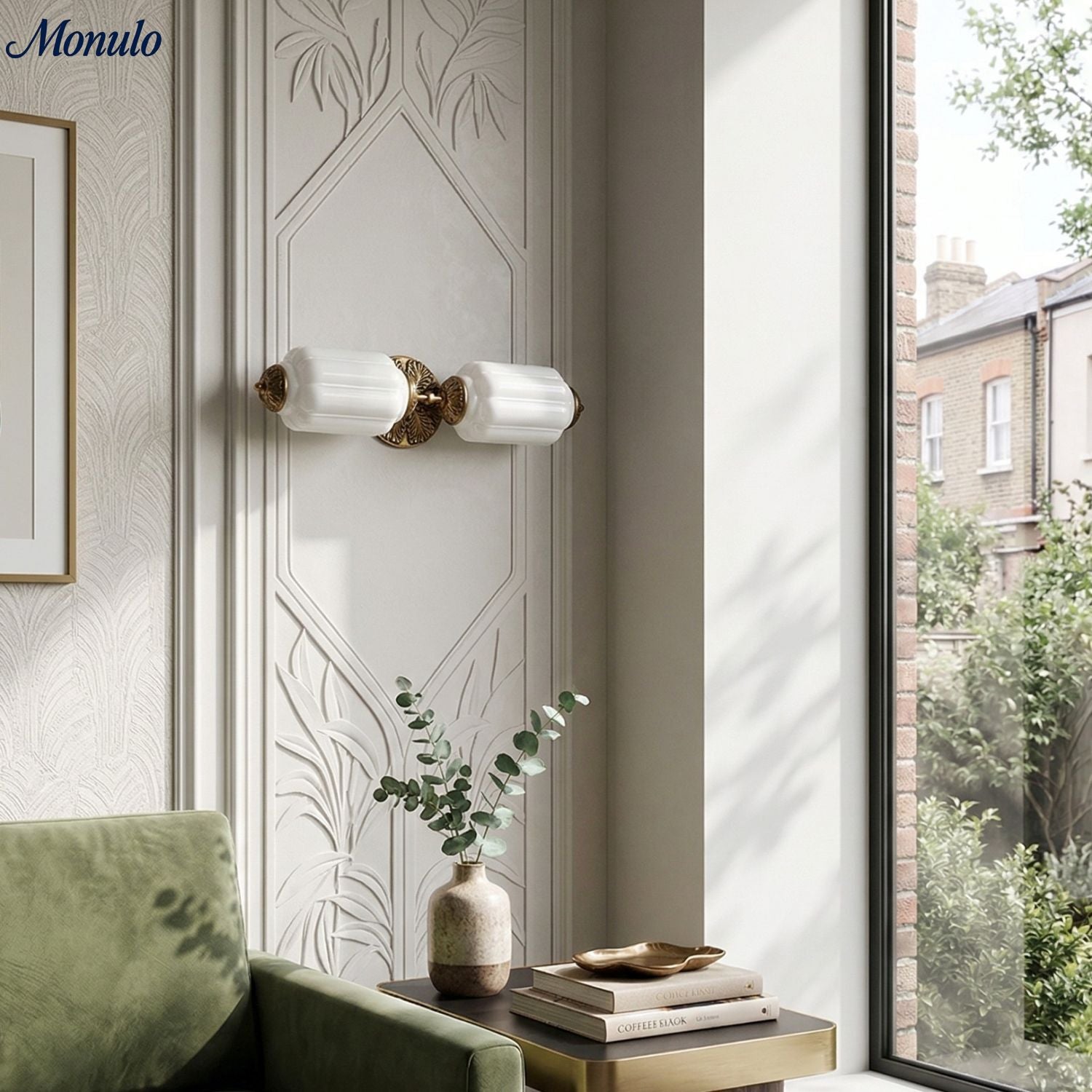 Vintage Glass Wall Lamp Horizontal Model Eloise Light Source for Living Room and Hallway - Lamylie