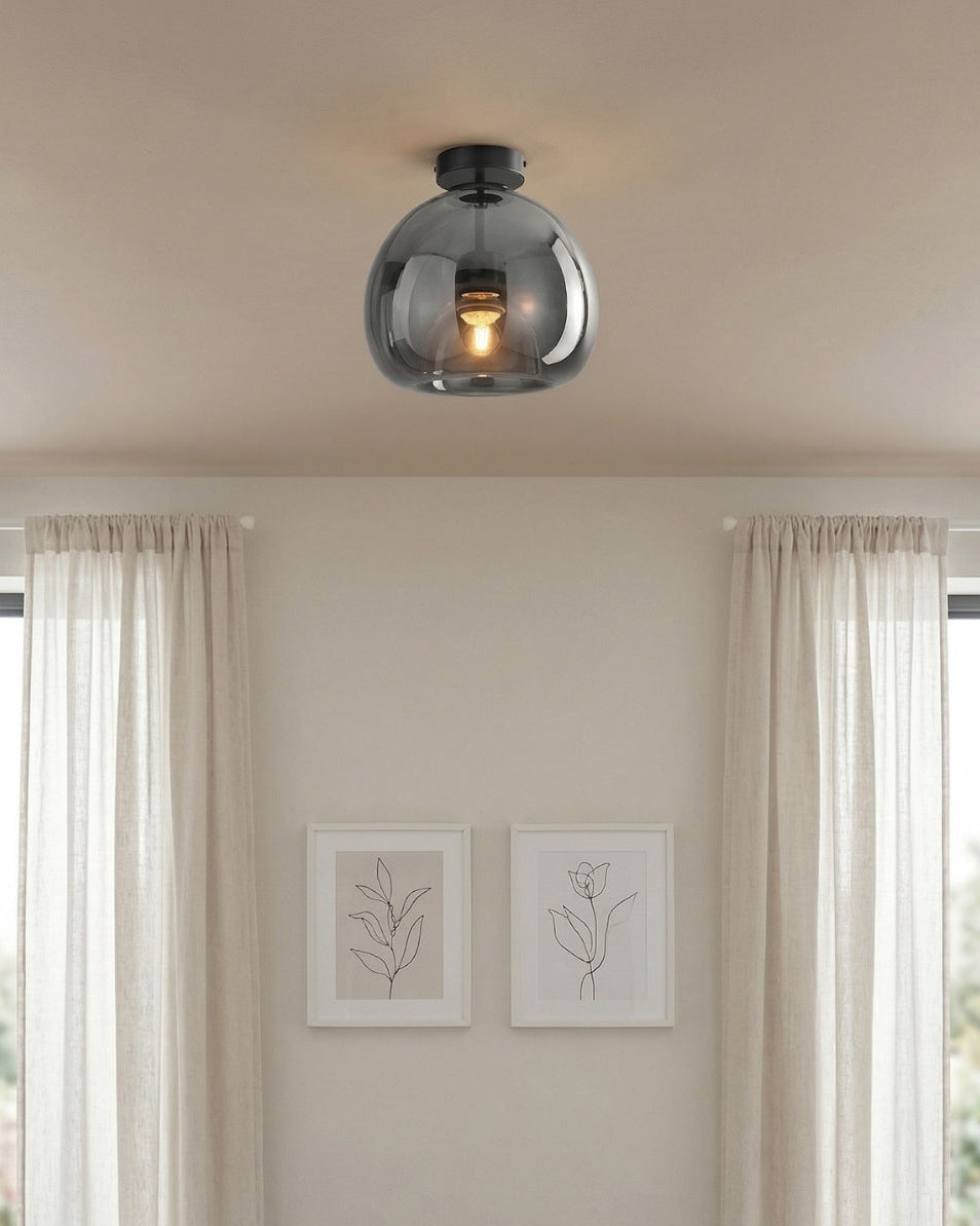 Thyra Pendelleuchte | Getöntes Glas Skulpturale Beleuchtung Warmes Diffuses Licht Bernstein Rauchgrau | Typ A 25cm Typ B 29cm - Lamylie