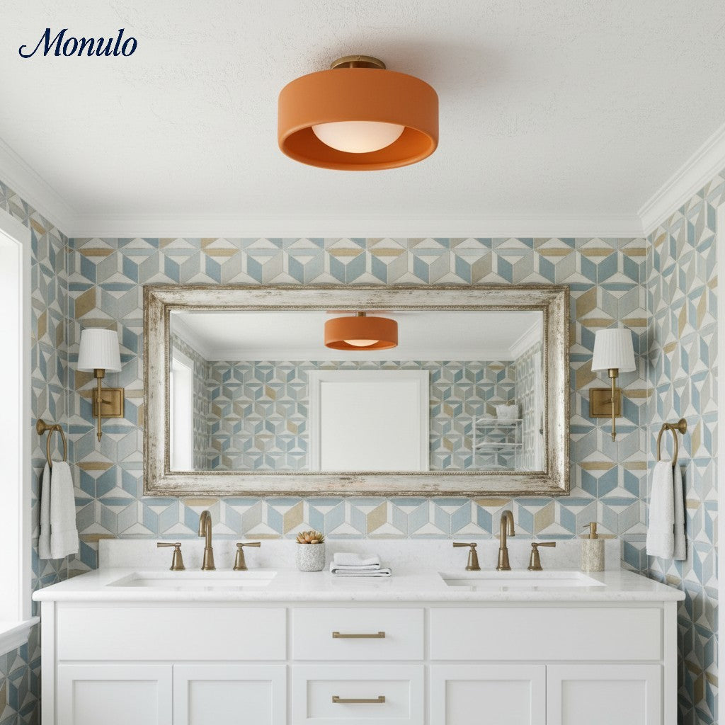 Porcelain Ceiling Lamp with Sleek Mounting | Modern Low Profile Lamp Ceramic Surface Lighting - Lamylie